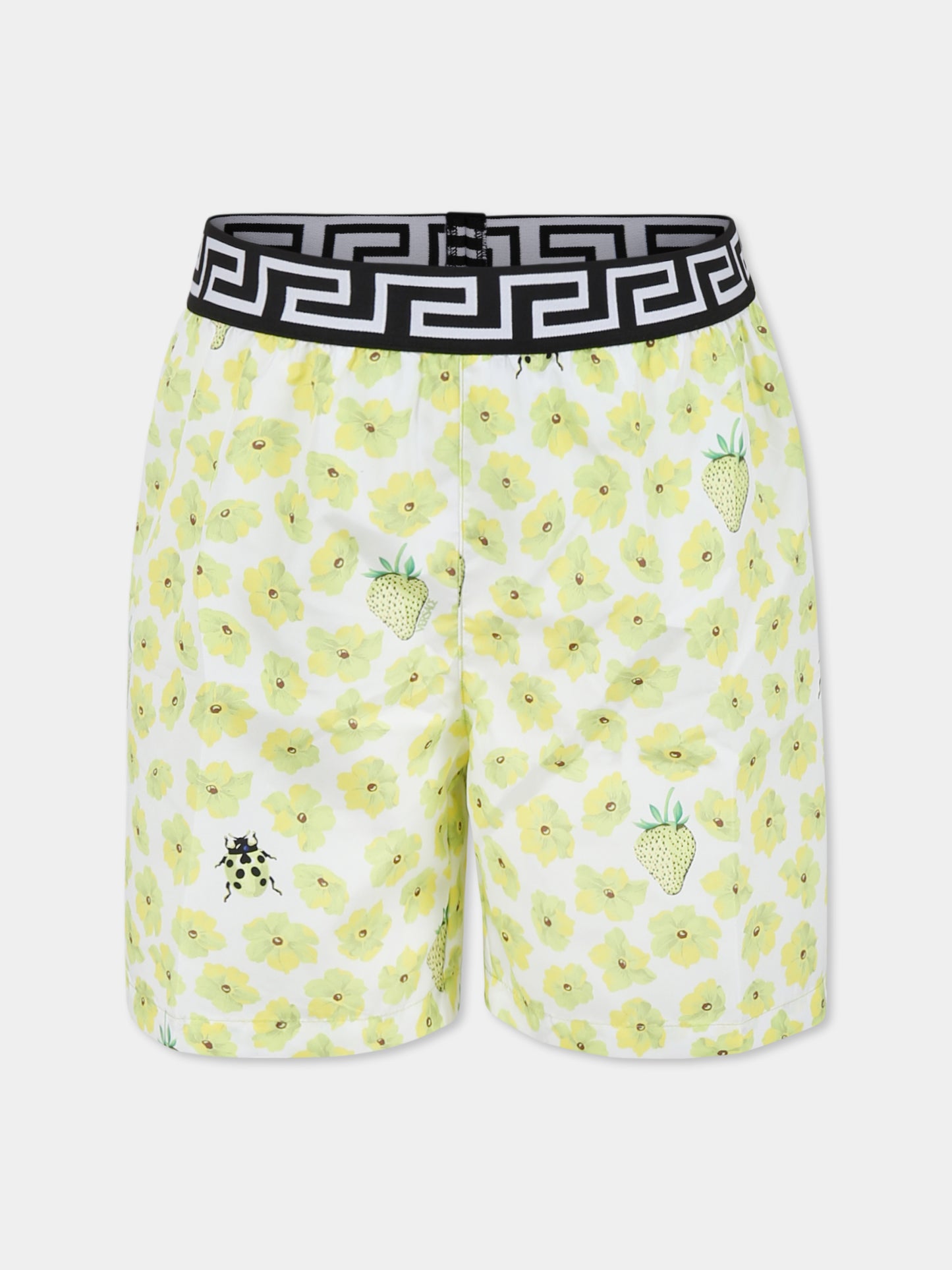 Boxer mare giallo per bambino con stampa floreale,Versace,1018707 1A13289 5W700