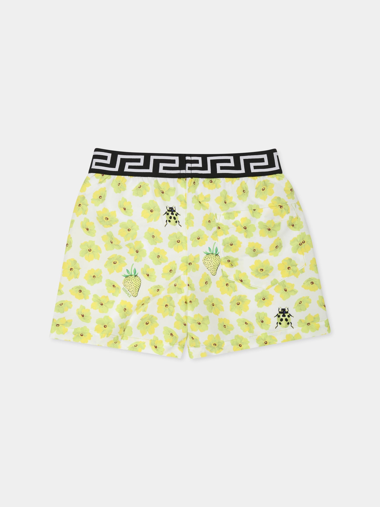 Boxer mare giallo per neonato con stampa floreale,Versace,1018711 1A13289 5W700