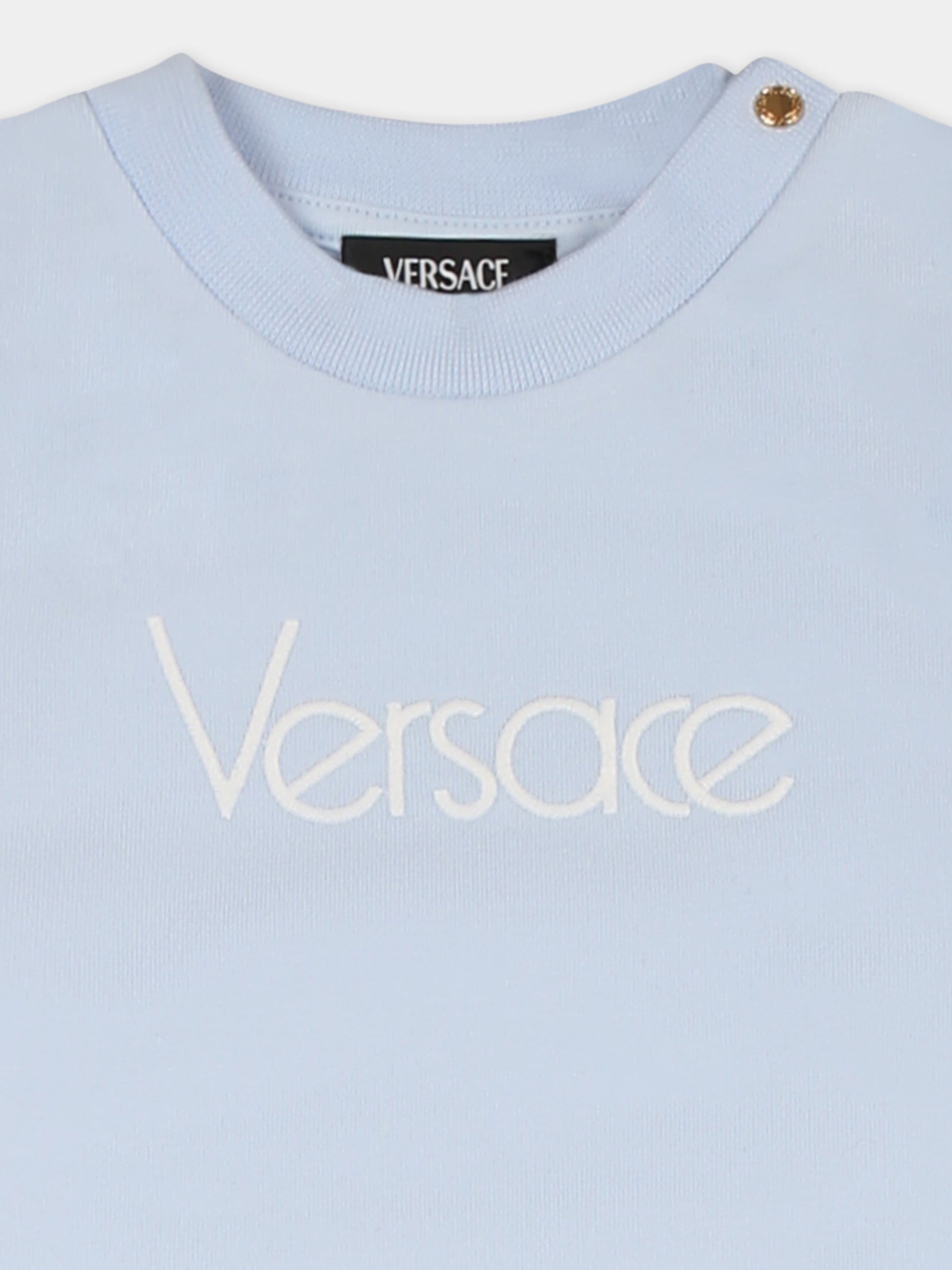 Completo celeste per neonato con logo,Versace,1017967 1A12433 2VH80