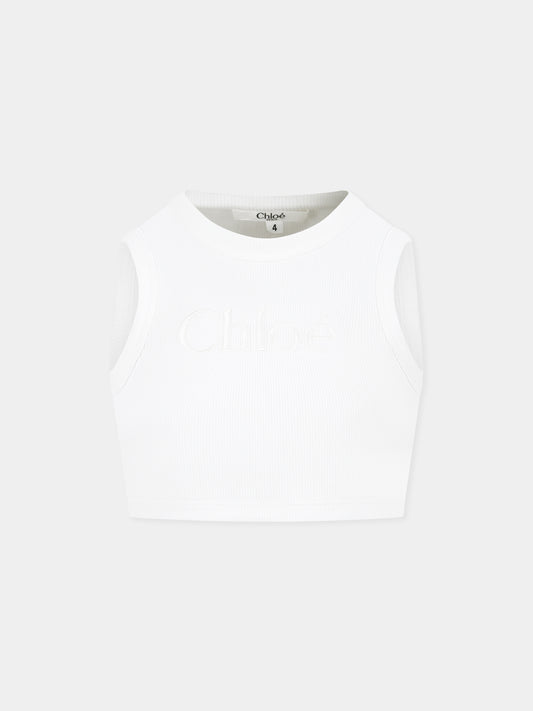 White crop top for girl with logo
