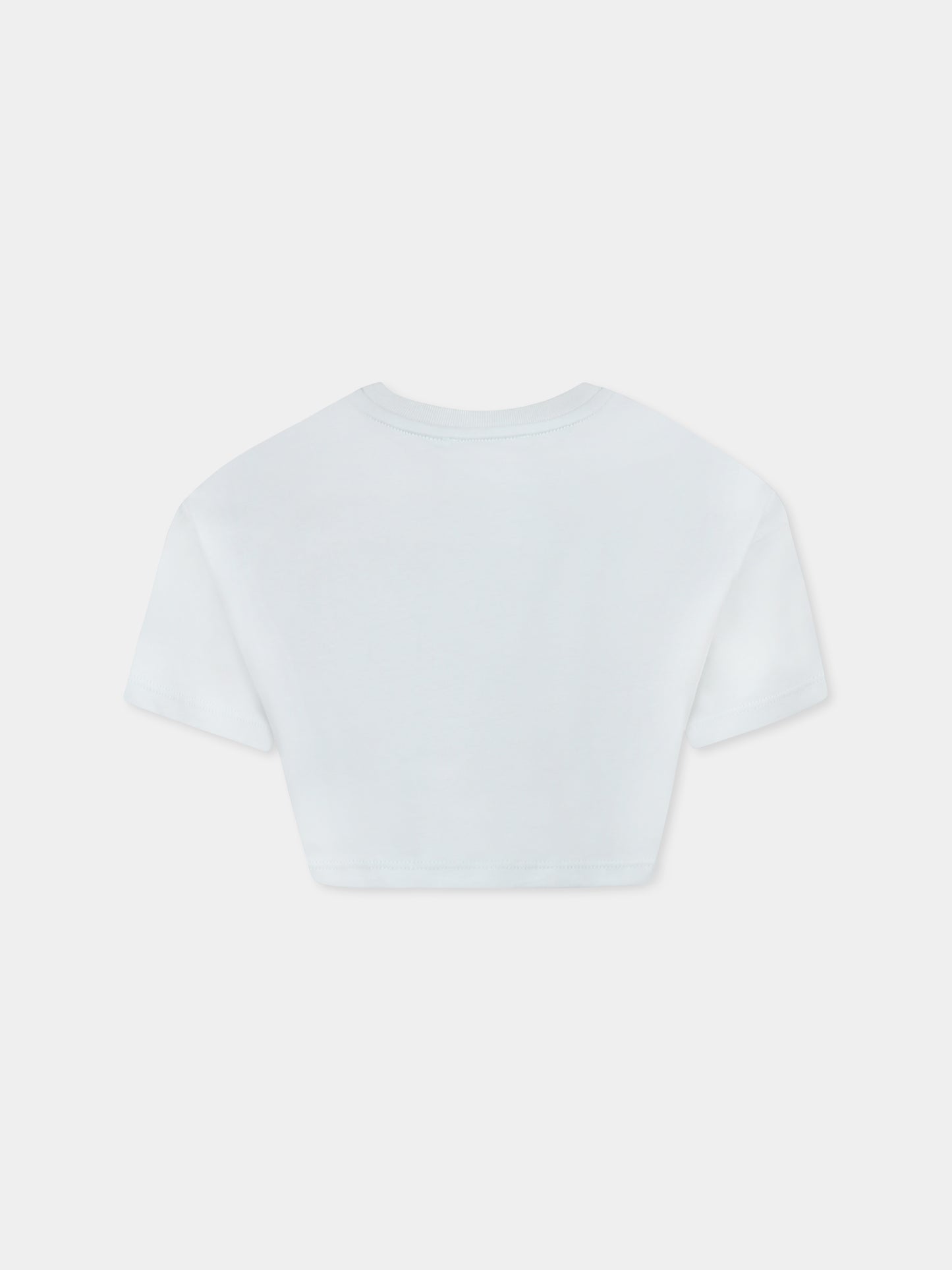 Green crop T-shirt for girl with white logo