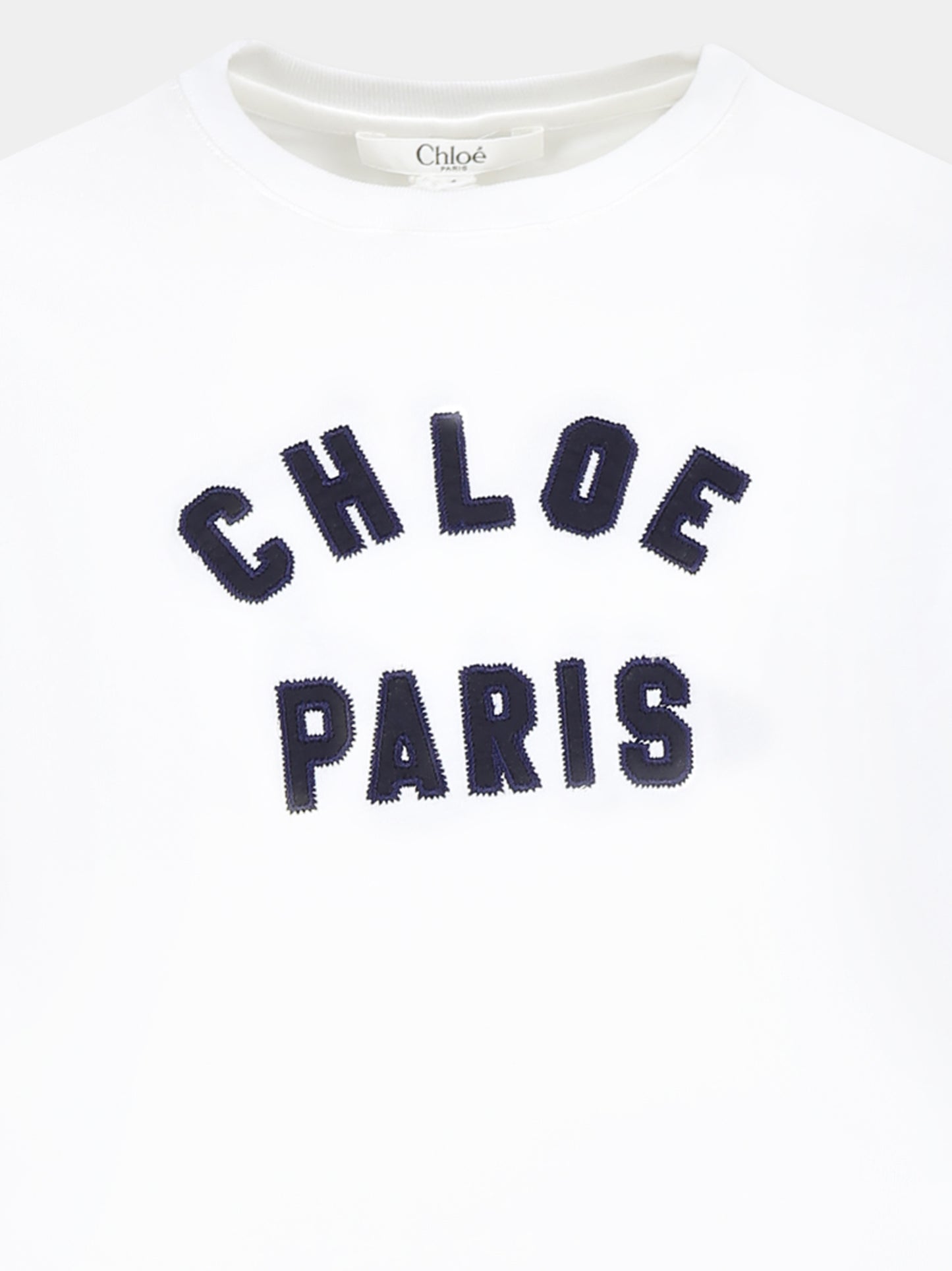 T-shirt crop bianca per bambina con logo,Chloé Kids,C20489 117