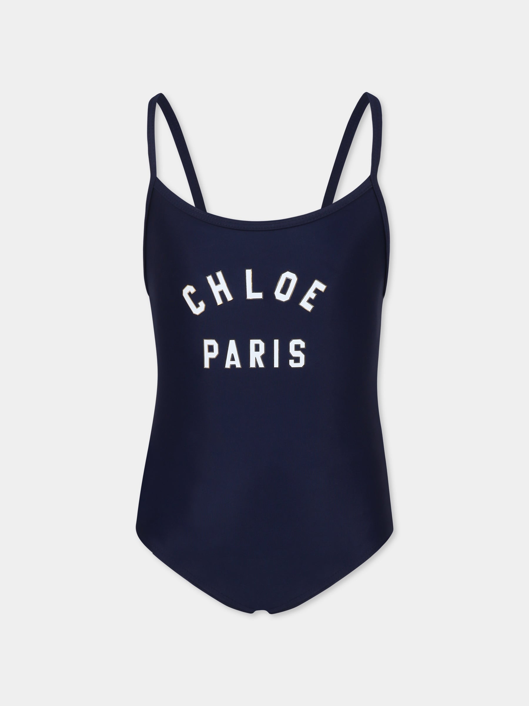 Costume blu per bambina con logo,Chloé Kids,C20502 859