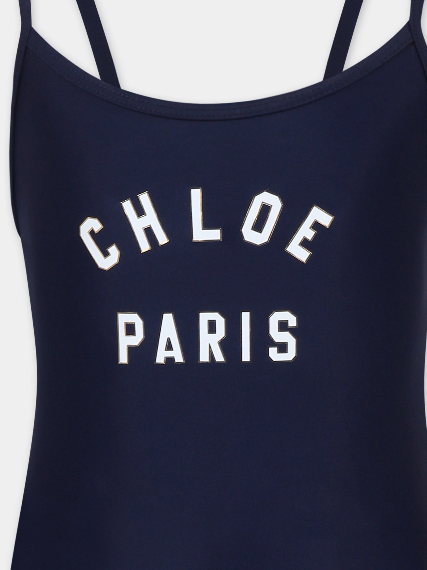 Costume blu per bambina con logo,Chloé Kids,C20502 859