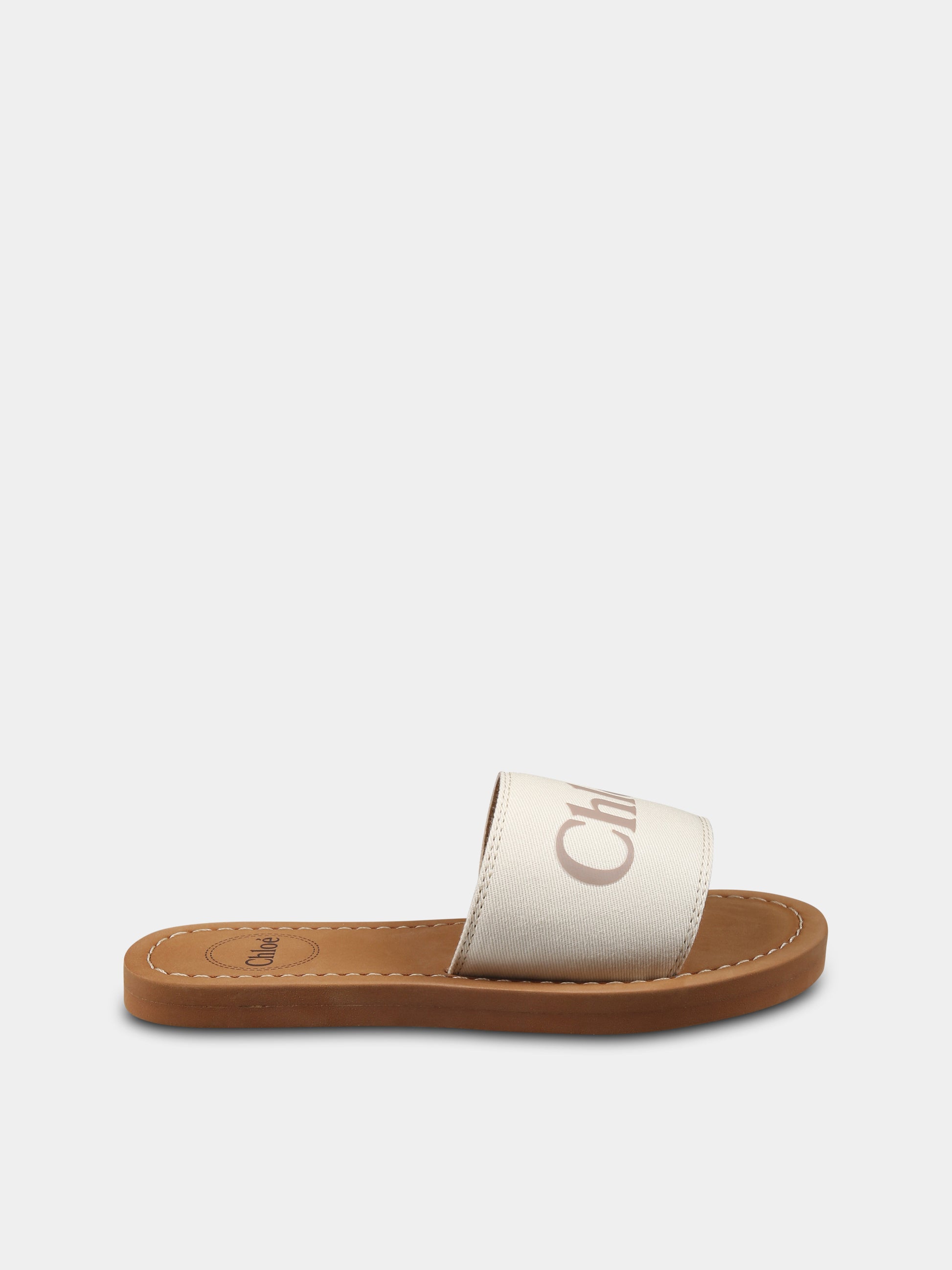 Ciabatte avorio per bambina con logo,Chloé Kids,C20507 148