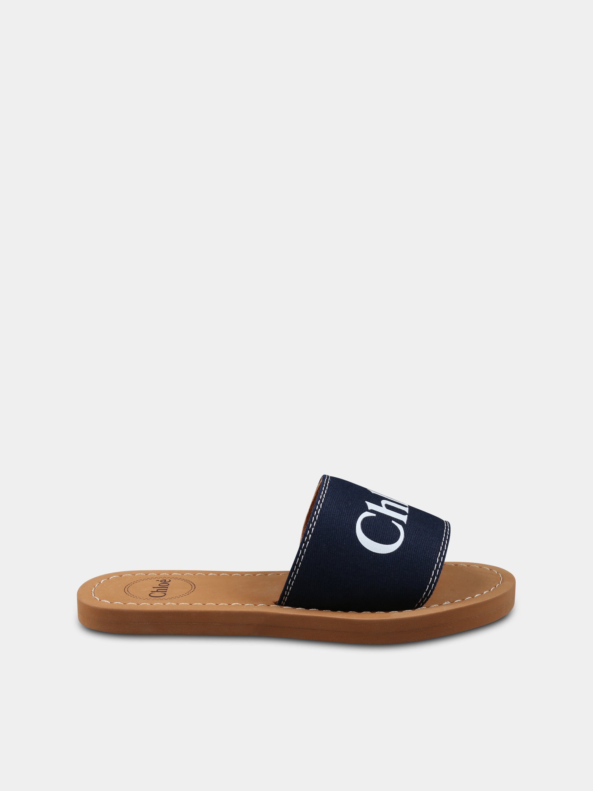 Ciabatte blu per bambina con logo,Chloé Kids,C20507 859