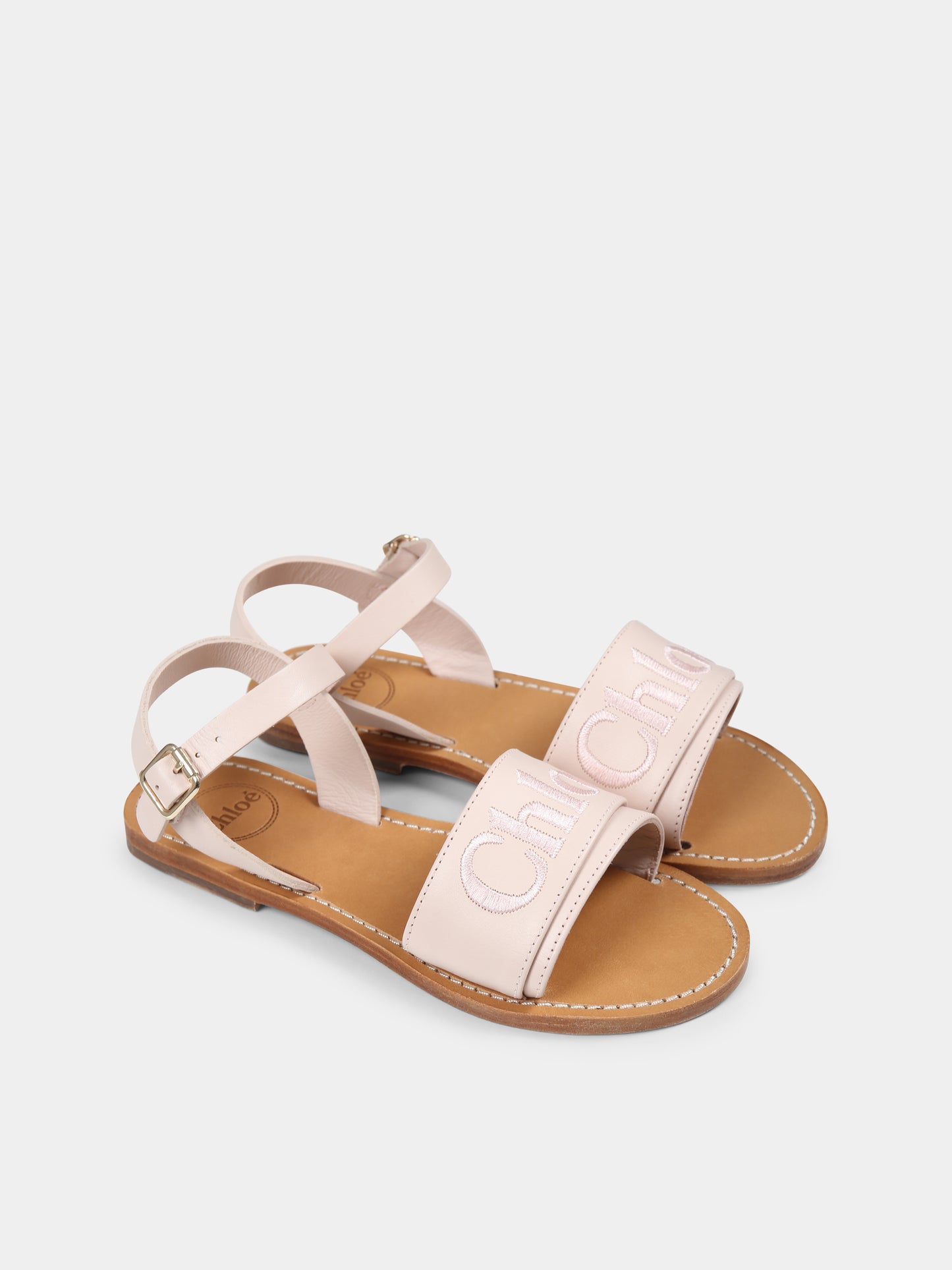 Sandali rosa per bambina con logo,Chloé Kids,C20510 45Q