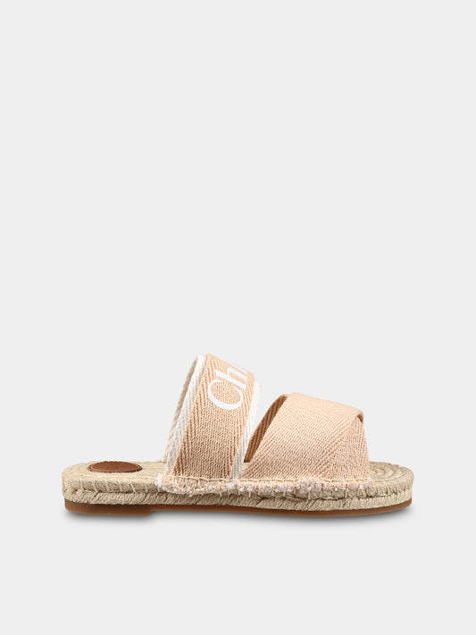 Ciabatte rosa per bambina con logo,Chloé Kids,C20512 231