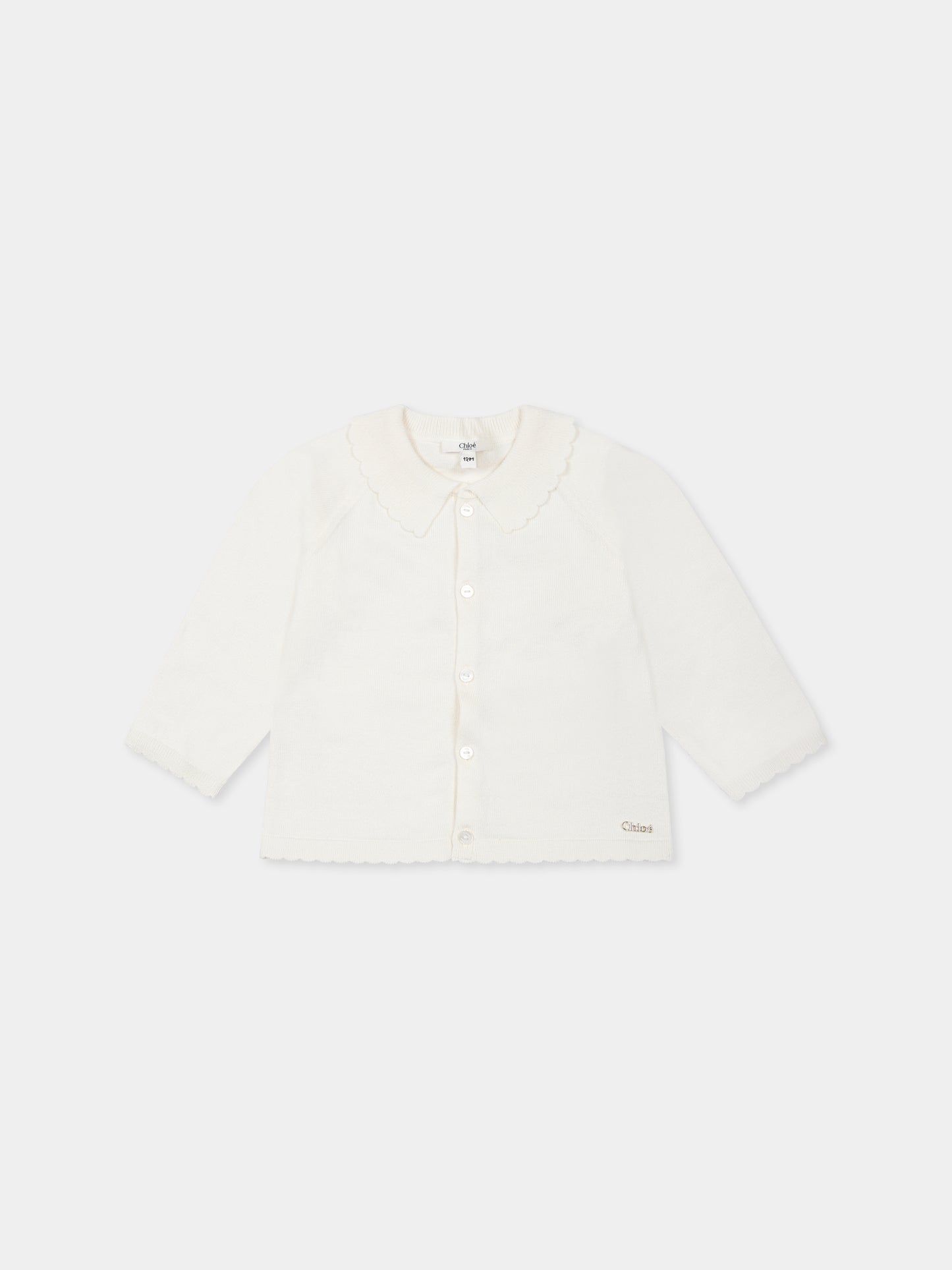 Cardigan avorio per neonata con logo,Chloé Kids,C20415 117