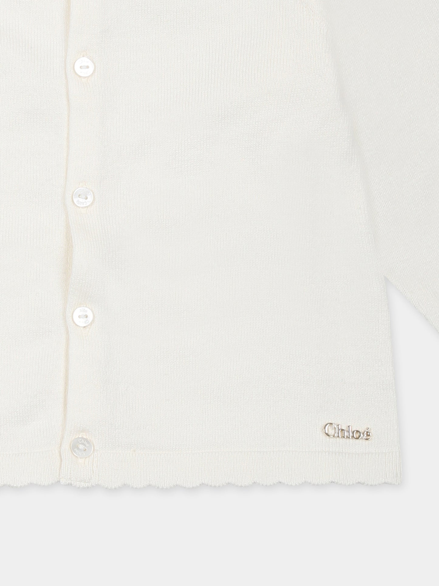 Cardigan avorio per neonata con logo,Chloé Kids,C20415 117