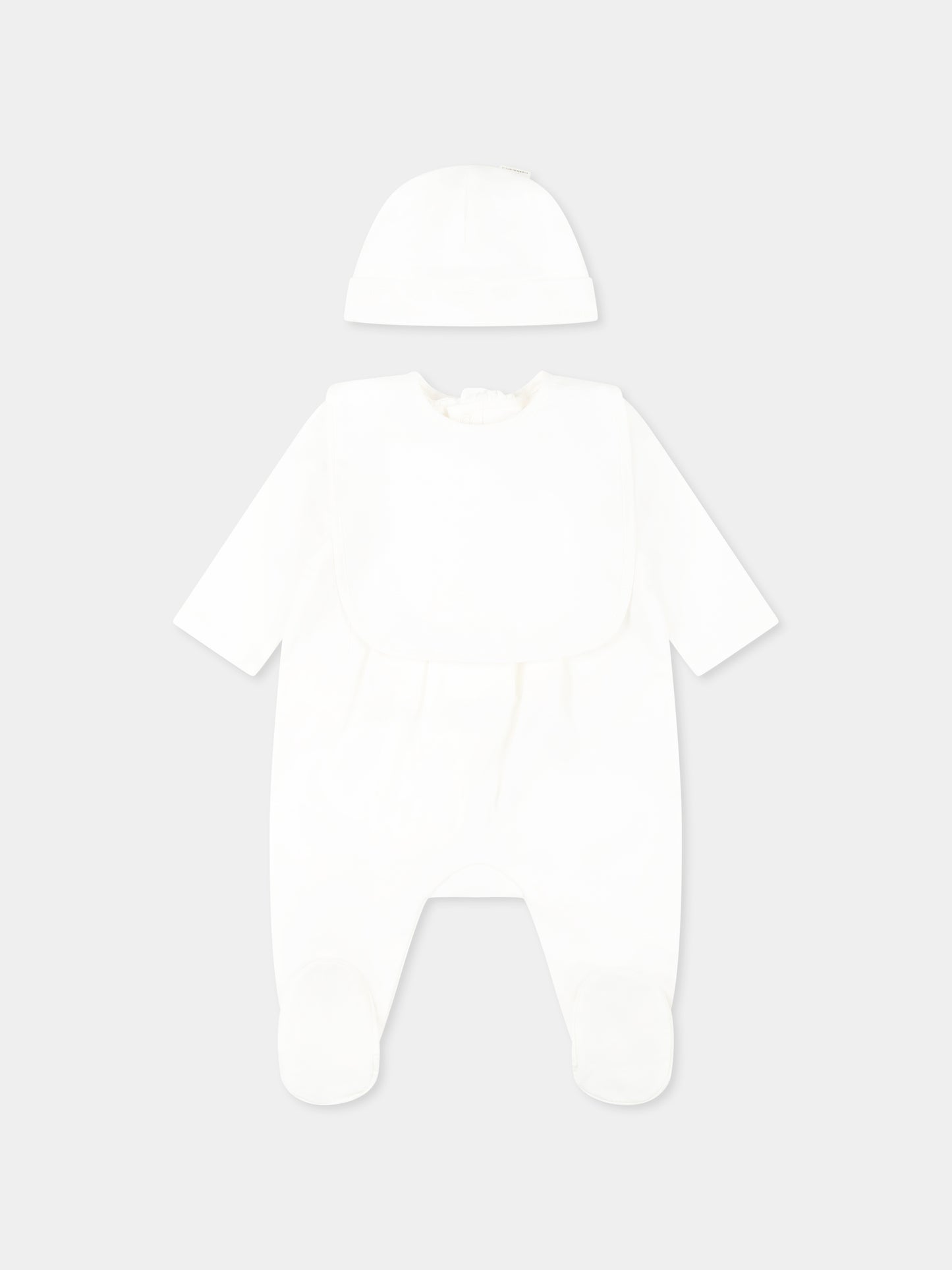 Set bianco per neonata con logo e fiori,Chloé Kids,C20408 117