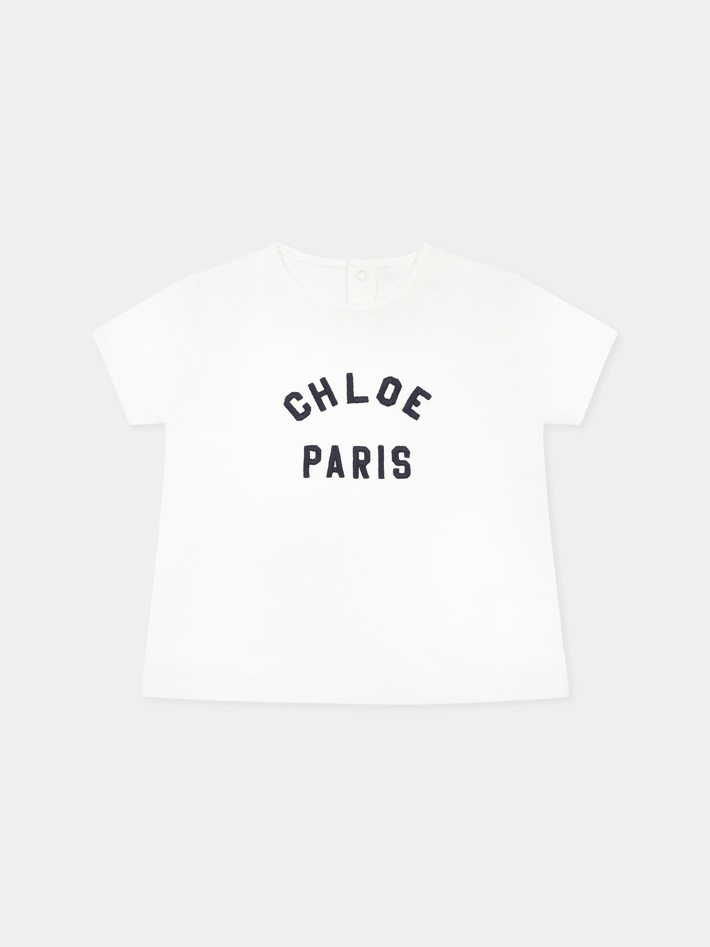 T-shirt bianca per neonata con logo,Chloé Kids,C20525 117