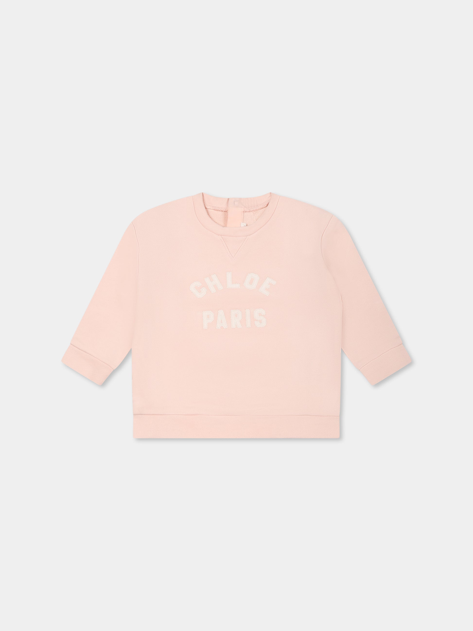 Felpa rosa per neonata con logo,Chloé Kids,C20524 46J