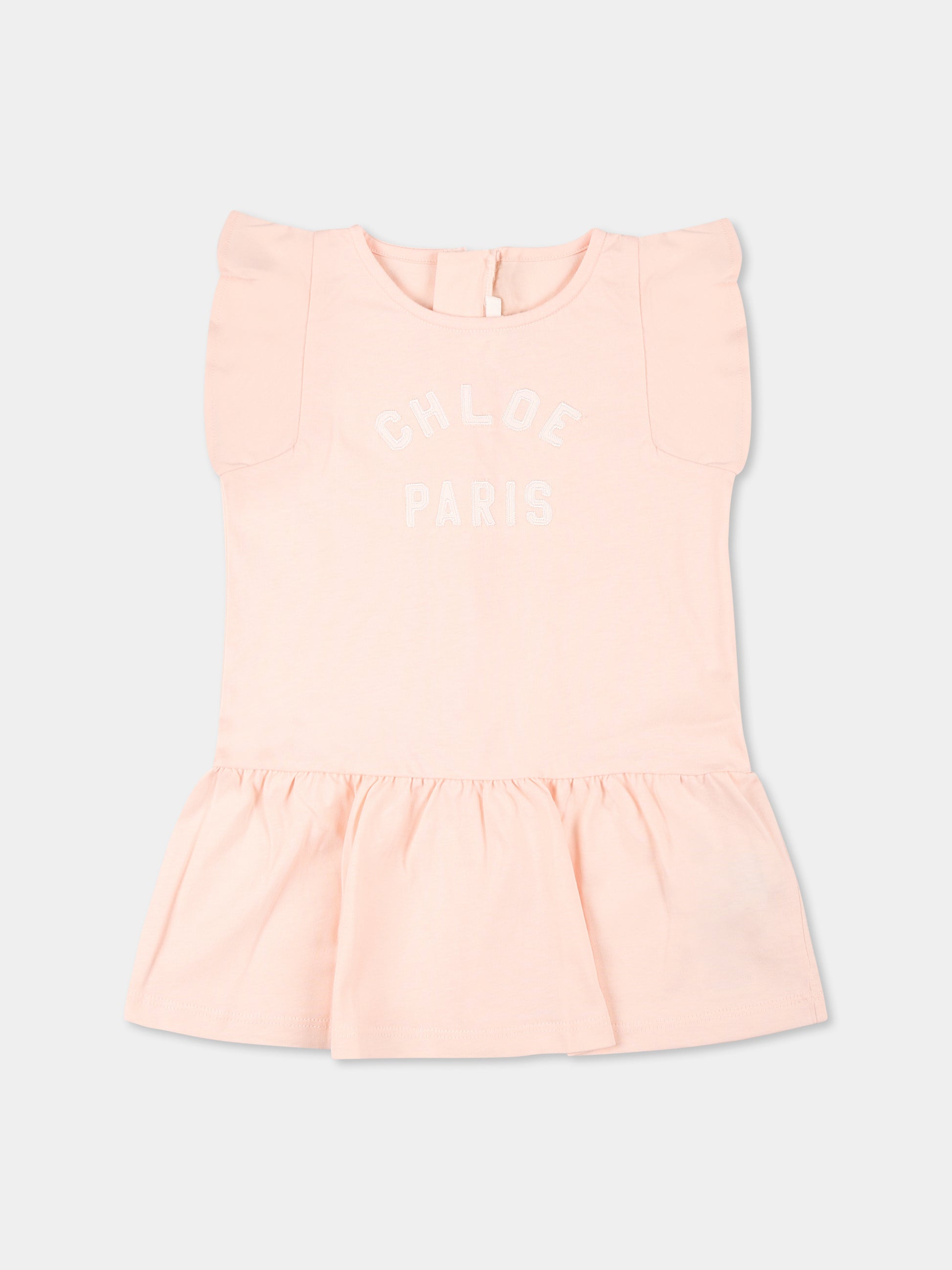Vestito rosa per neonata con logo,Chloé Kids,C20596 46J
