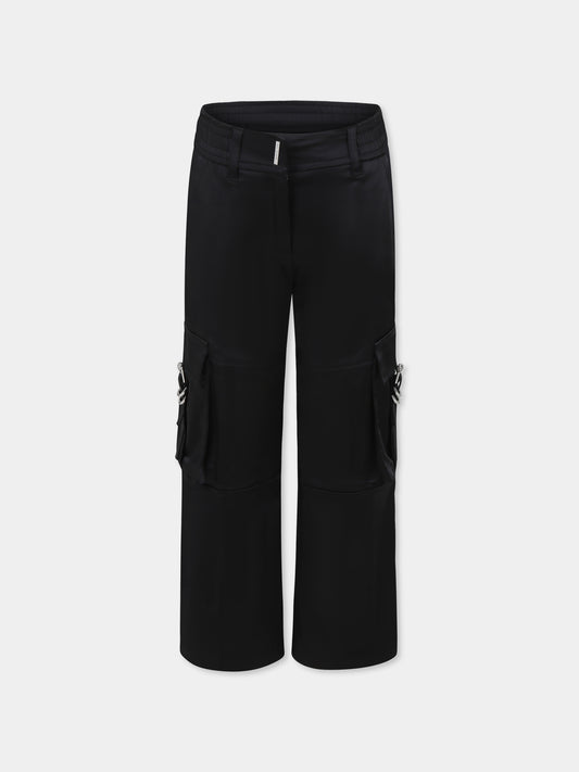 Pantaloni neri per bambina con logo,Givenchy Kids,H30766 09B