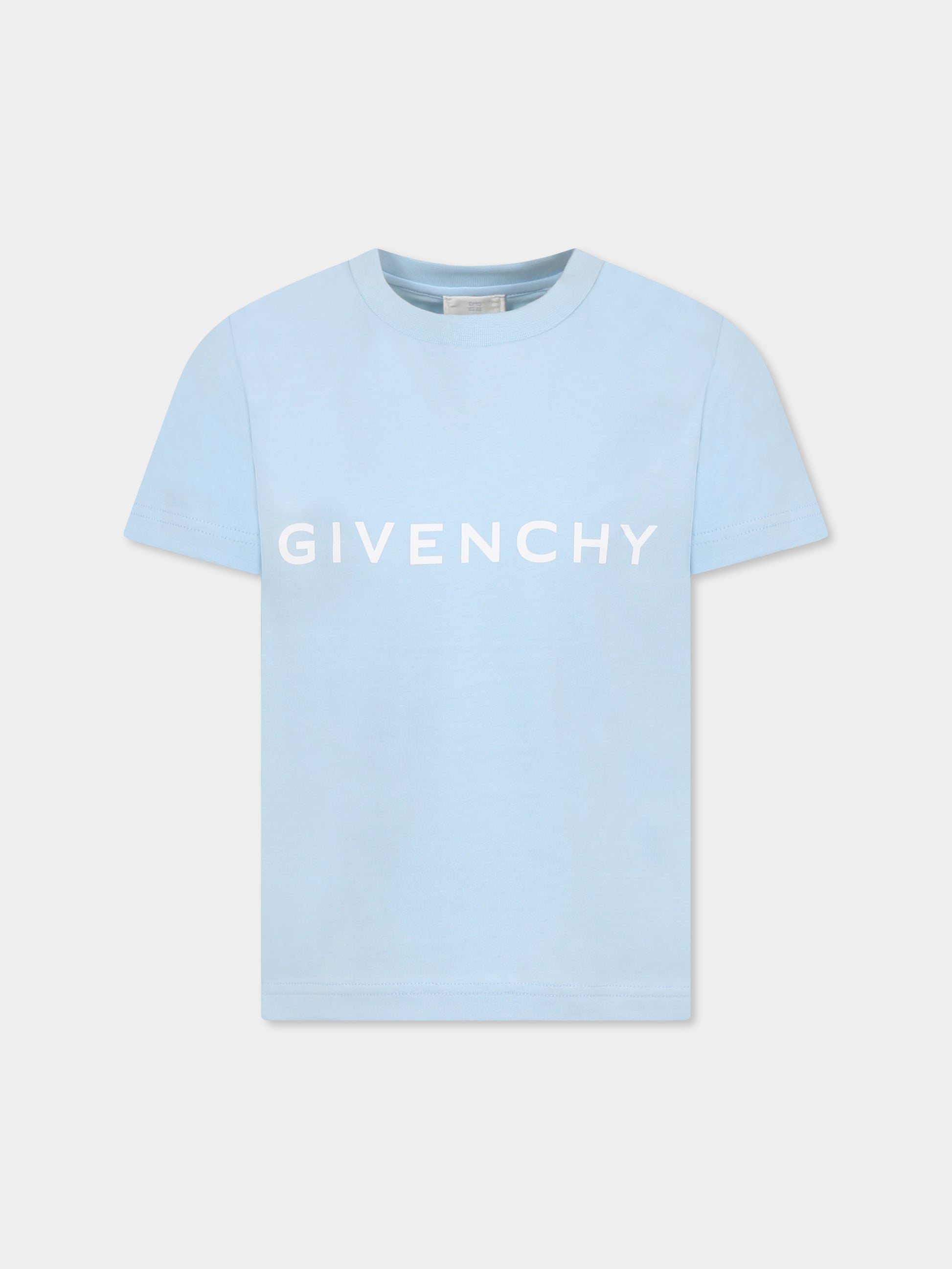 T-shirt celeste per bambini con logo,Givenchy Kids,H30718 772