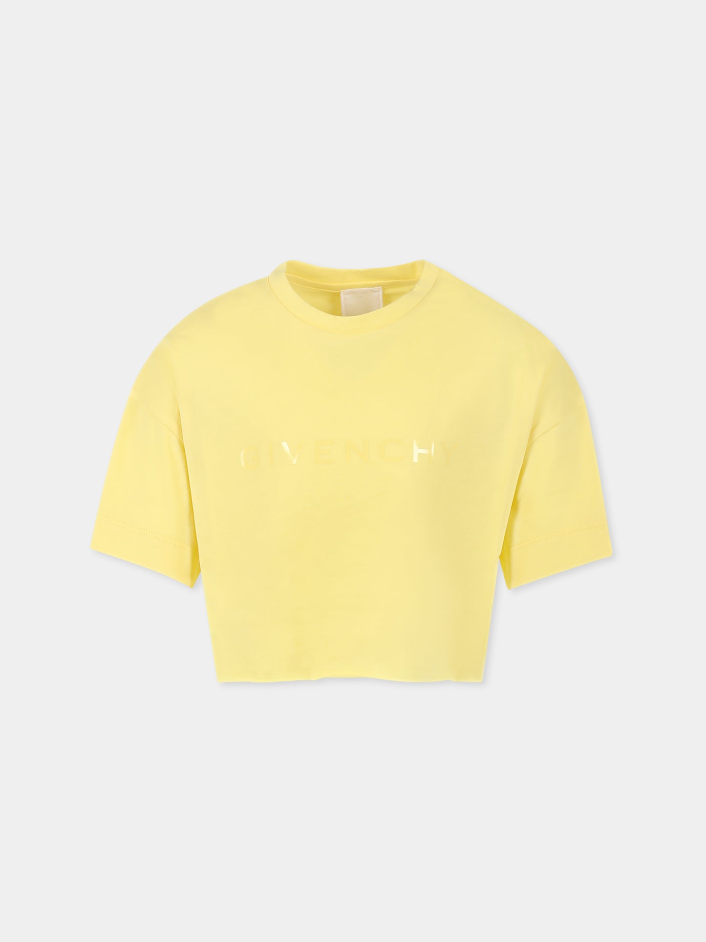 T-shirt crop gialla per bambina con logo,Givenchy Kids,H30798 571