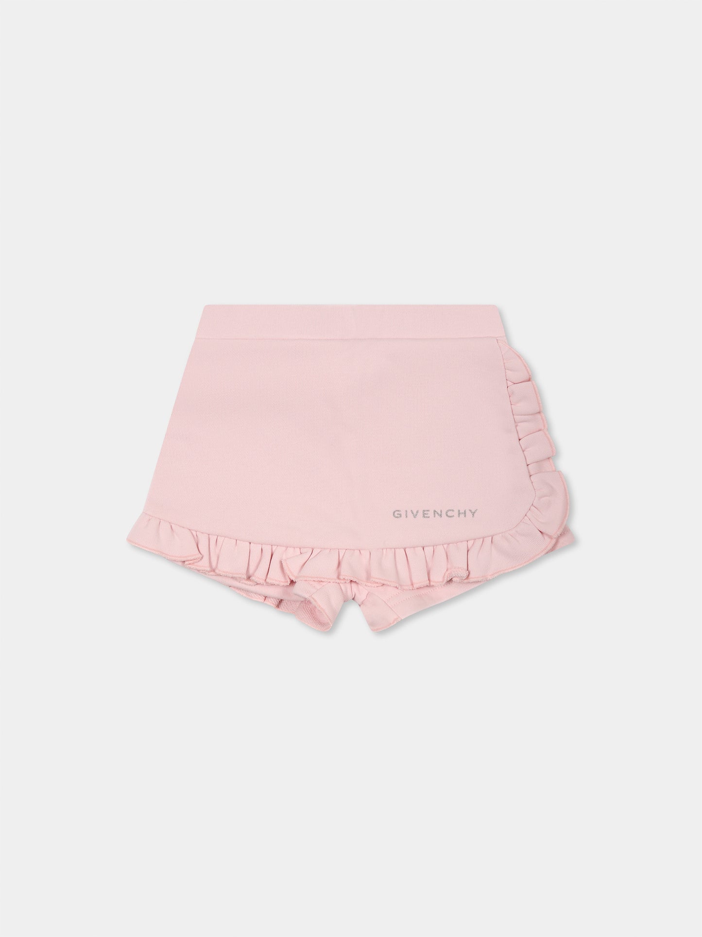 Pink shorts for baby girl with logo