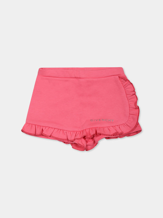 Shorts fucsia per neonata con logo,Givenchy Kids,H30660 488