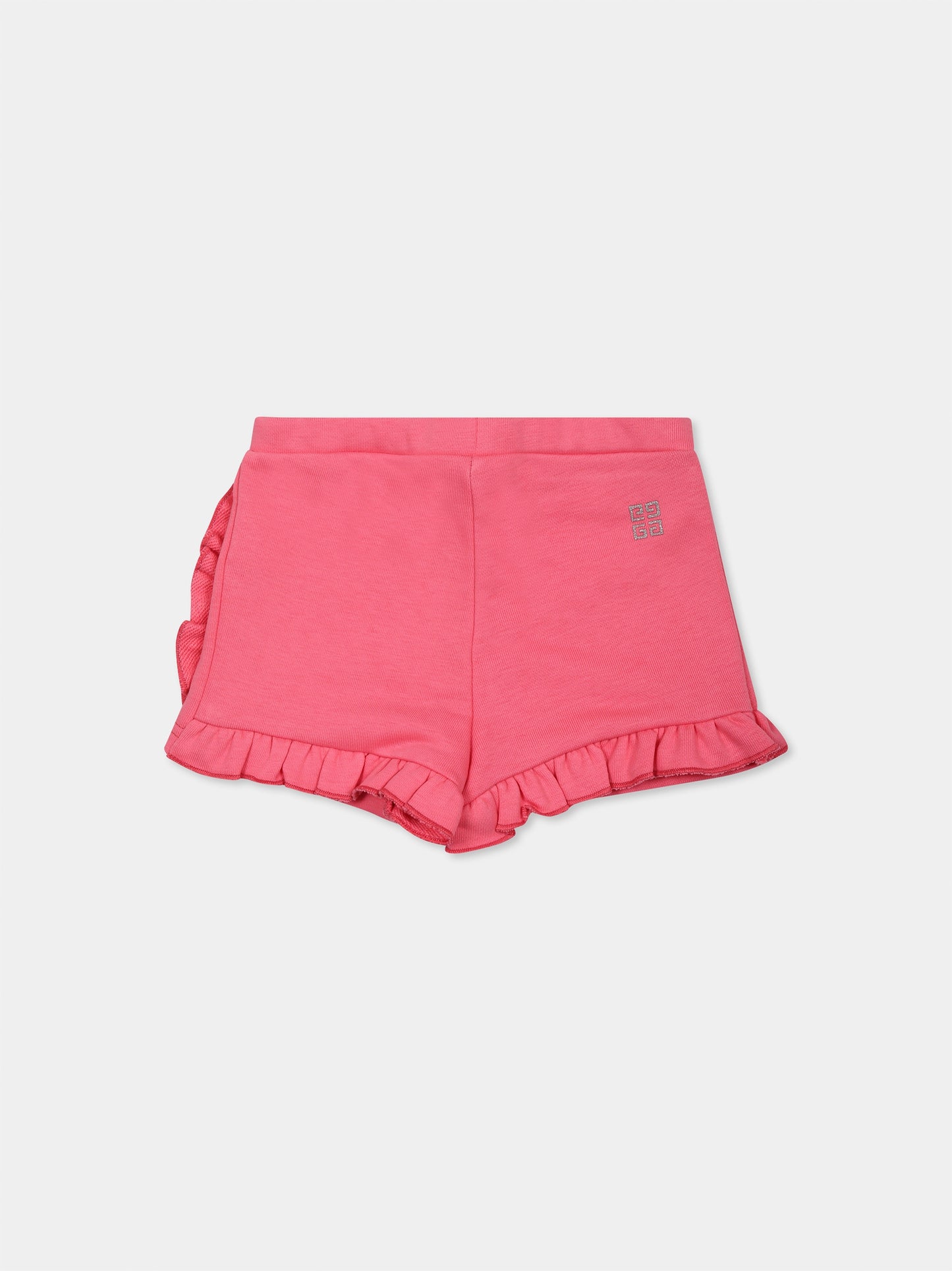 Fuchsia shorts for baby girl with logo