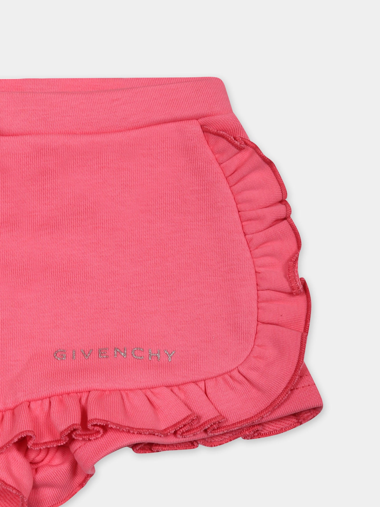 Fuchsia shorts for baby girl with logo