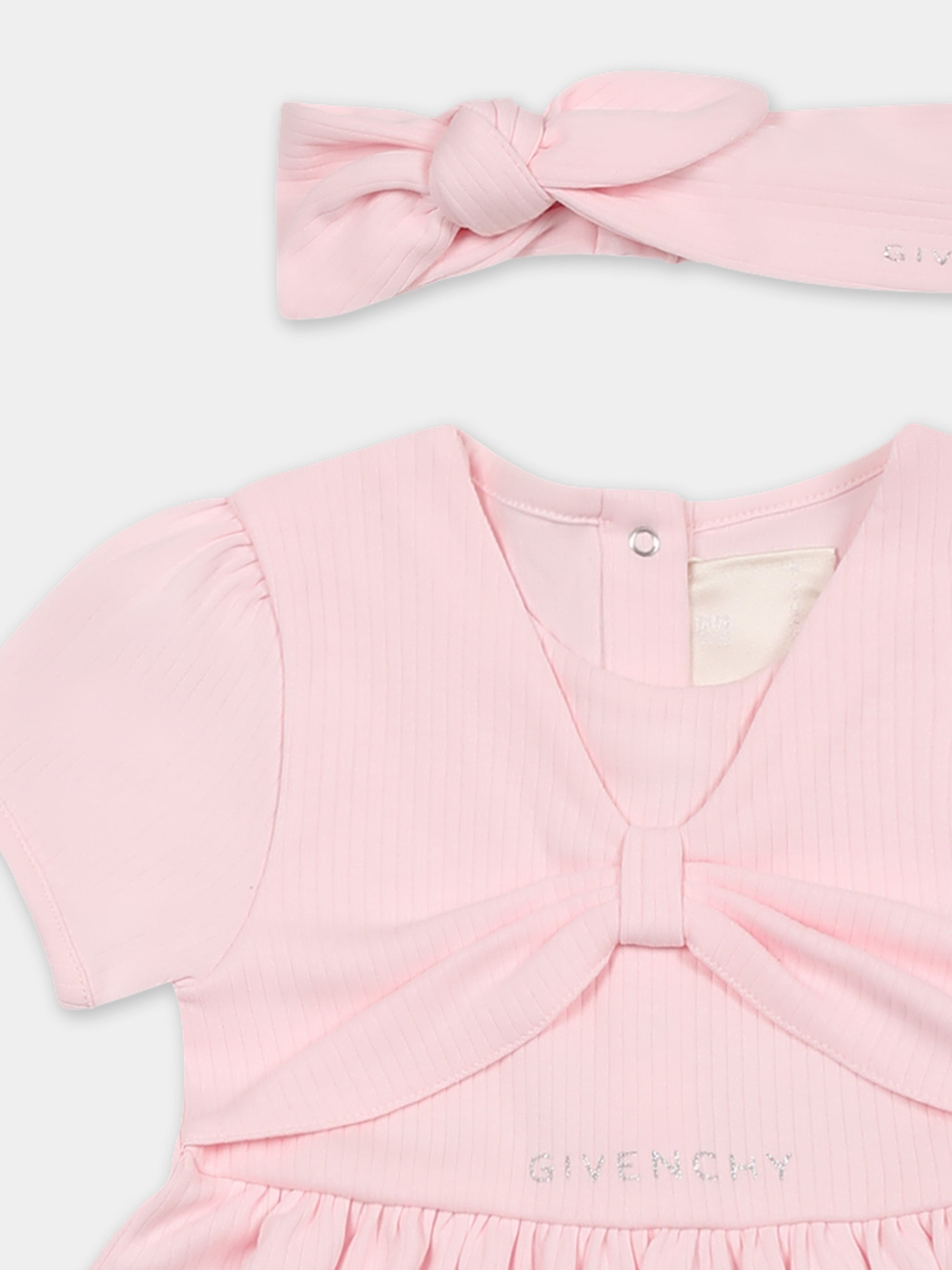 Set vestito rosa per neonata con logo,Givenchy Kids,H30615 44Z