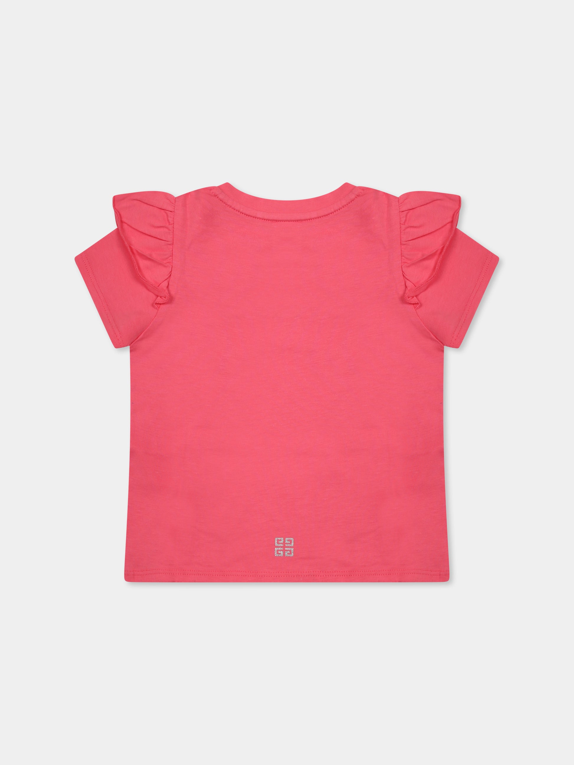 T-shirt fucsia per neonata con logo,Givenchy Kids,H30664 488