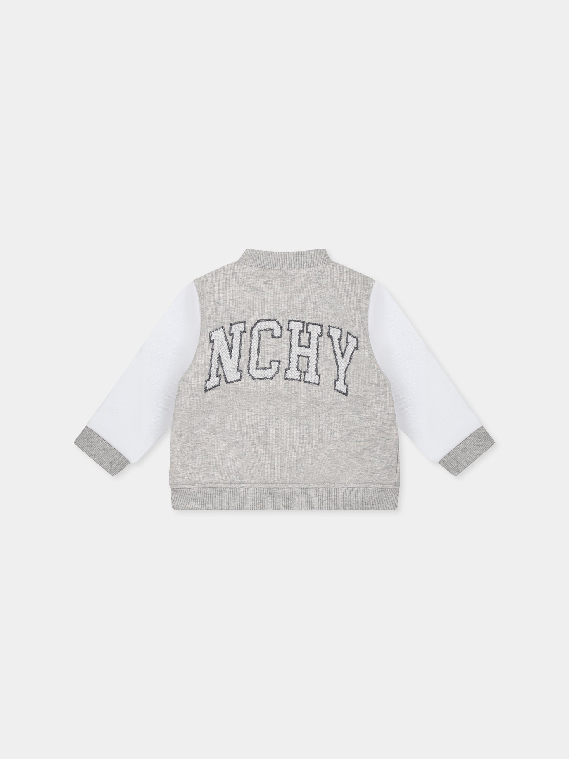 Bomber grigio per neonato con logo,Givenchy Kids,H30637 A01