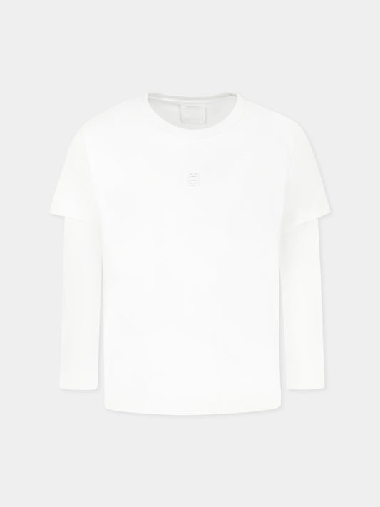 White t-shirt for boy with logo