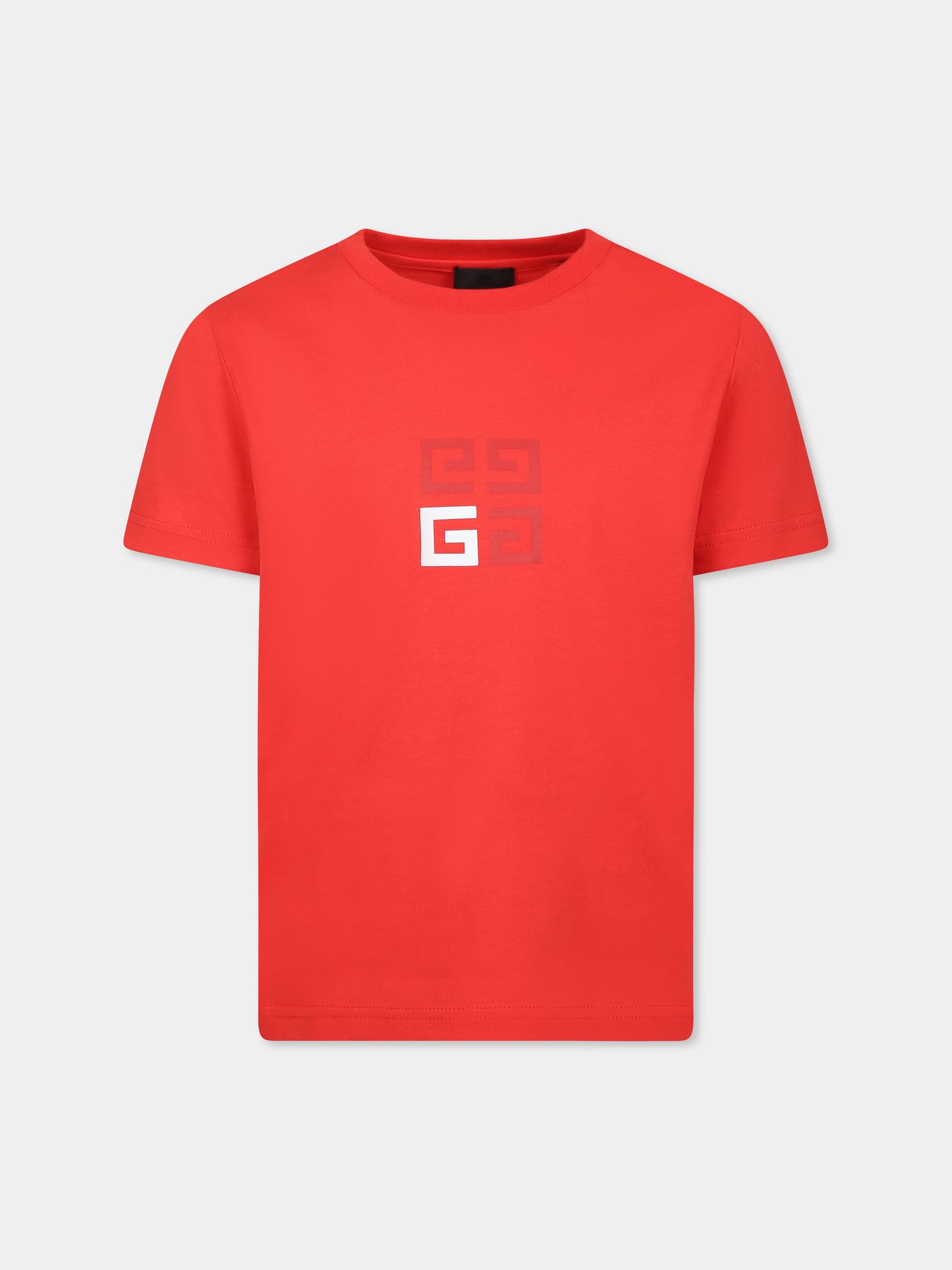 T-shirt rossa per bambino con motivo 4G,Givenchy Kids,H30725 977