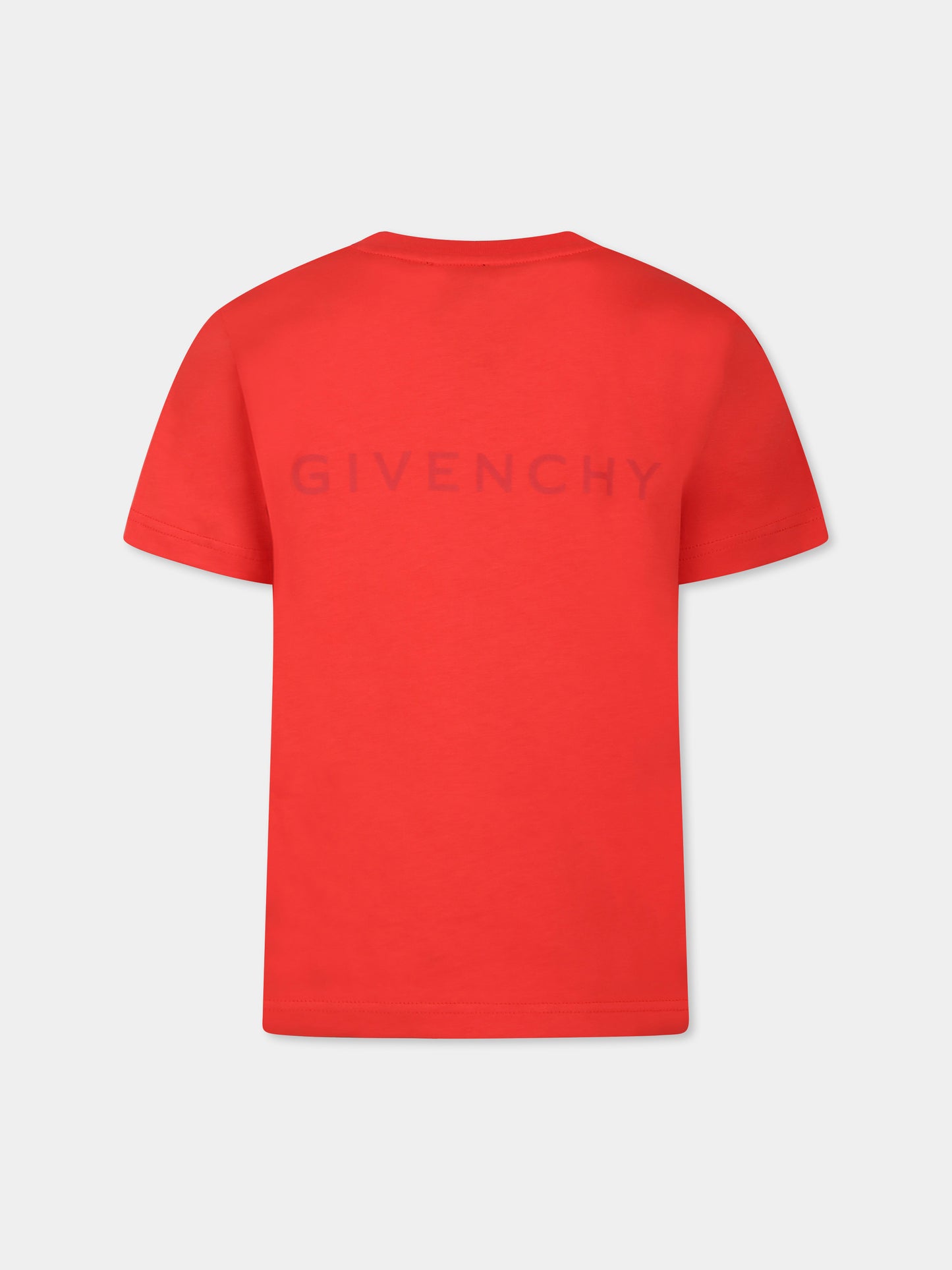 T-shirt rossa per bambino con motivo 4G,Givenchy Kids,H30725 977