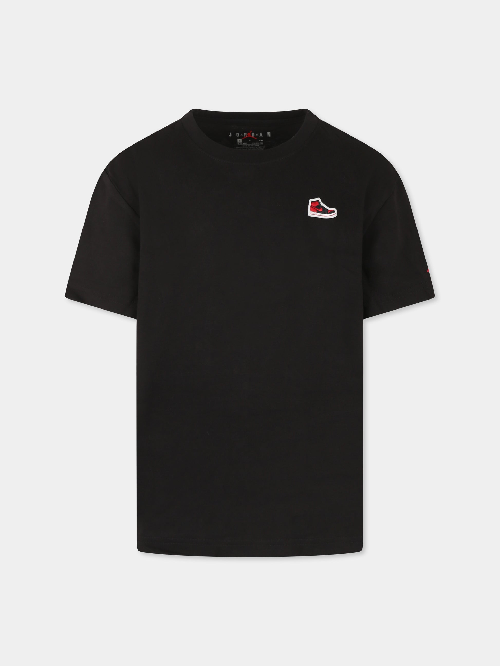 T-shirt nera per bambino con sneaker,Jordan,95C899 K25