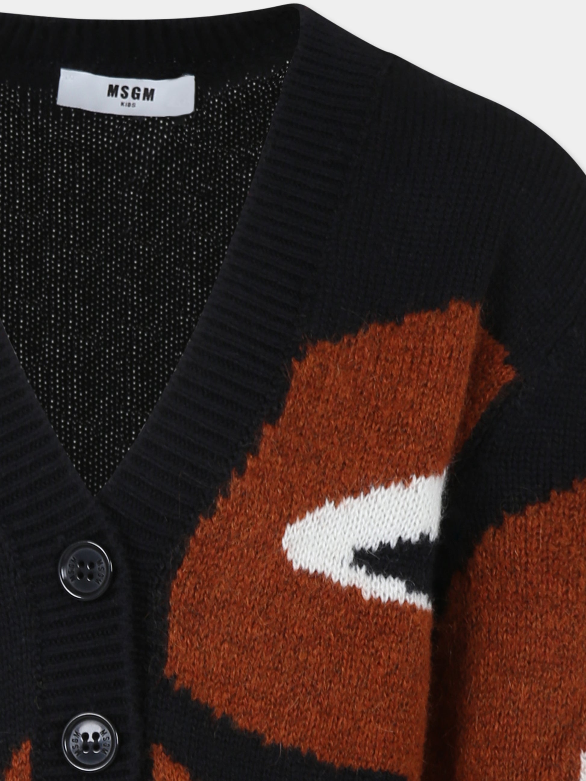 Cardigan nero per bambini con logo,Msgm Kids,F3MSJUCA120 110