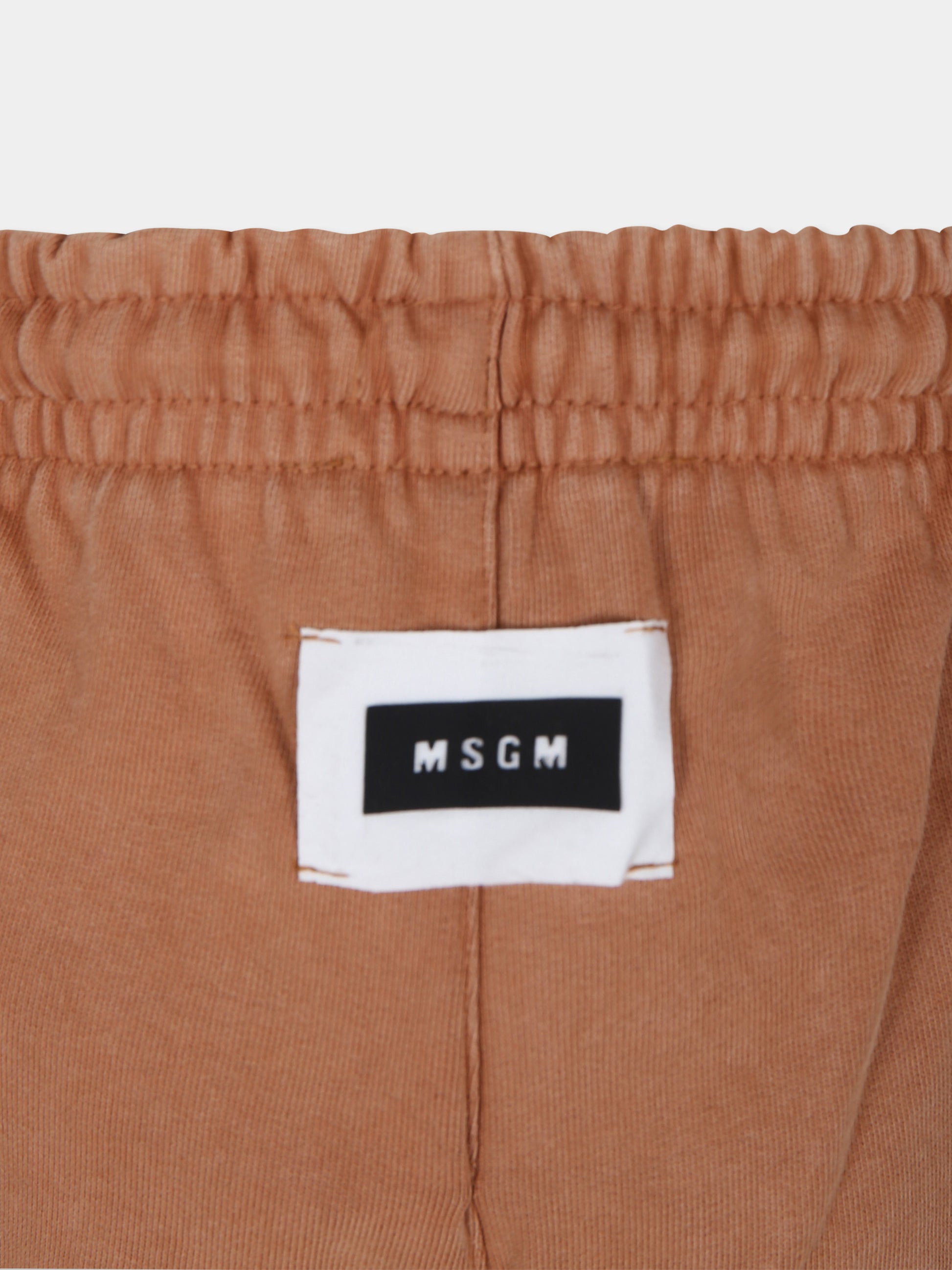 Pantaloni beige per bambini con logo,Msgm Kids,F3MSJUFP178 924