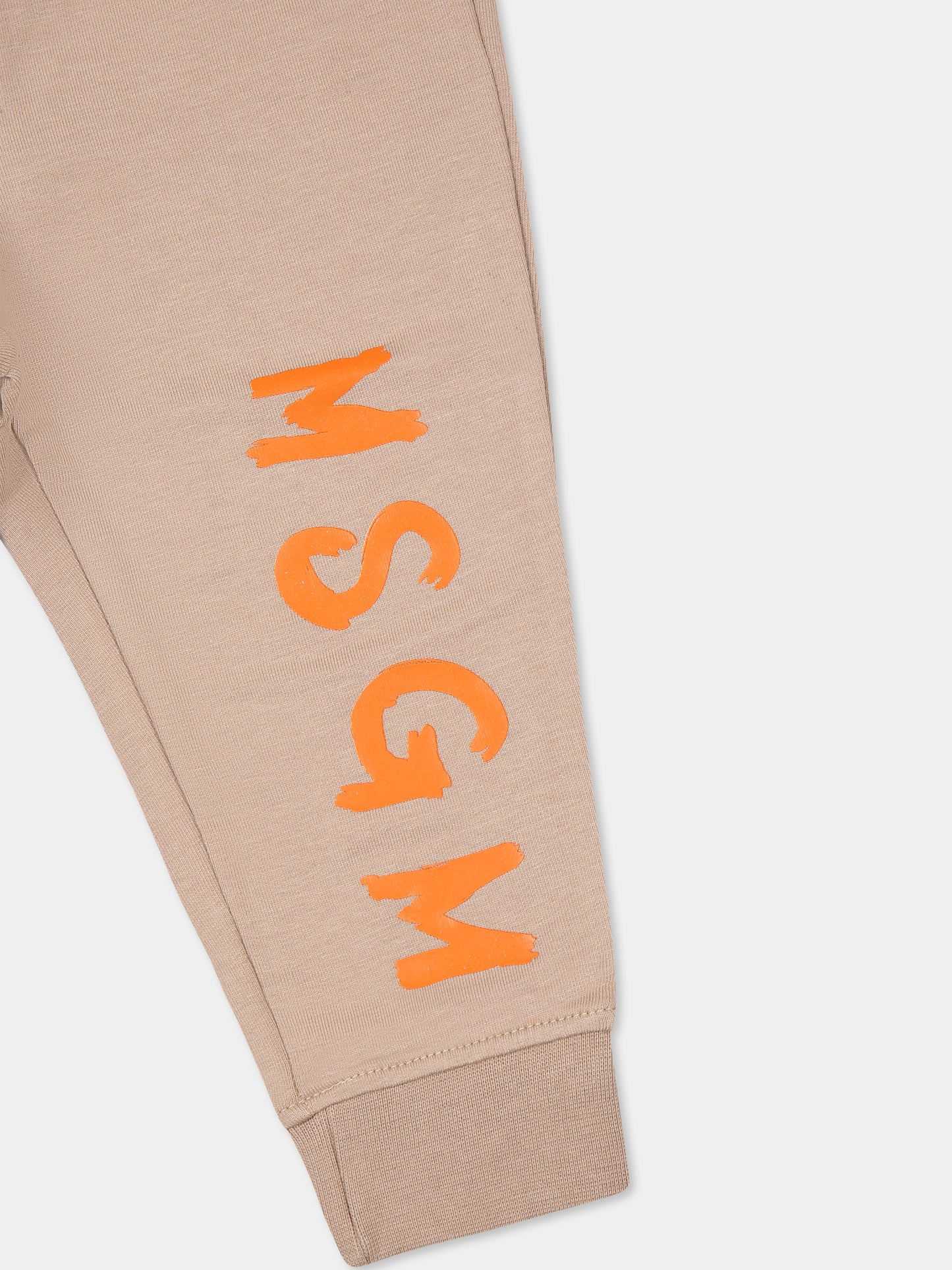 Pantaloni beige per neonati con logo,Msgm Kids,F3MSUNFP042 015