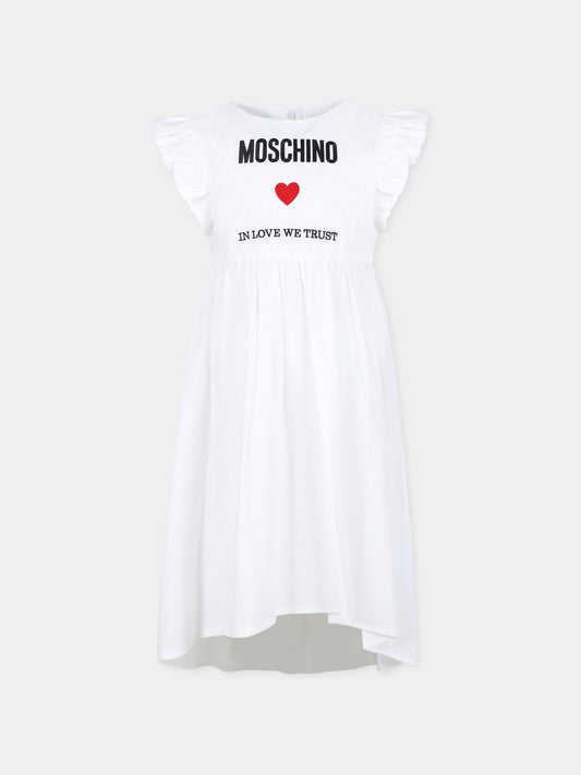 Vestito nero per bambina con logo e cuore,Moschino Kids,HDV0EV LLA10 10101