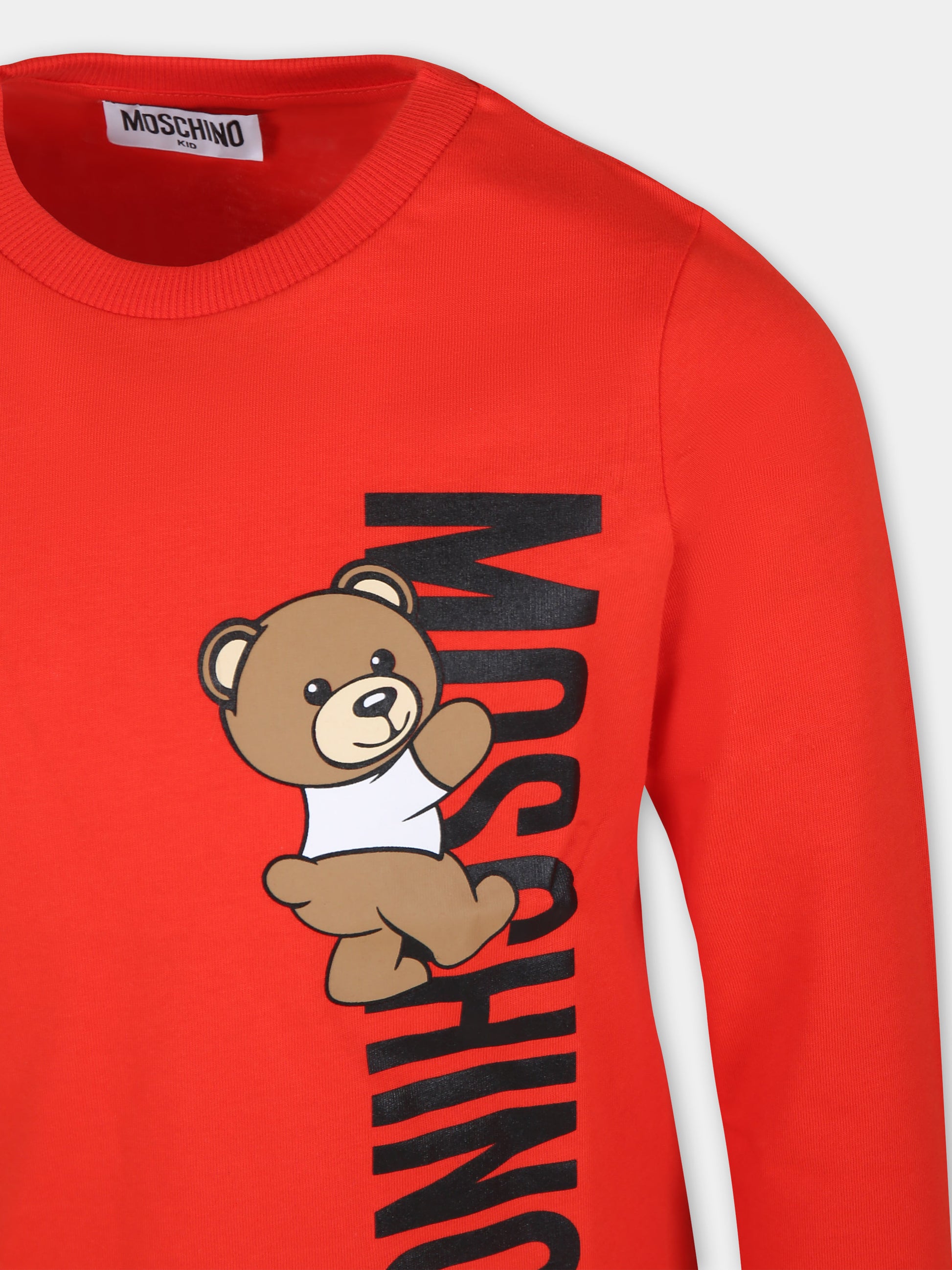 T-shirt rossa per bambino con Teddy Bear,Moschino Kids,HPO00J LAA02 50109