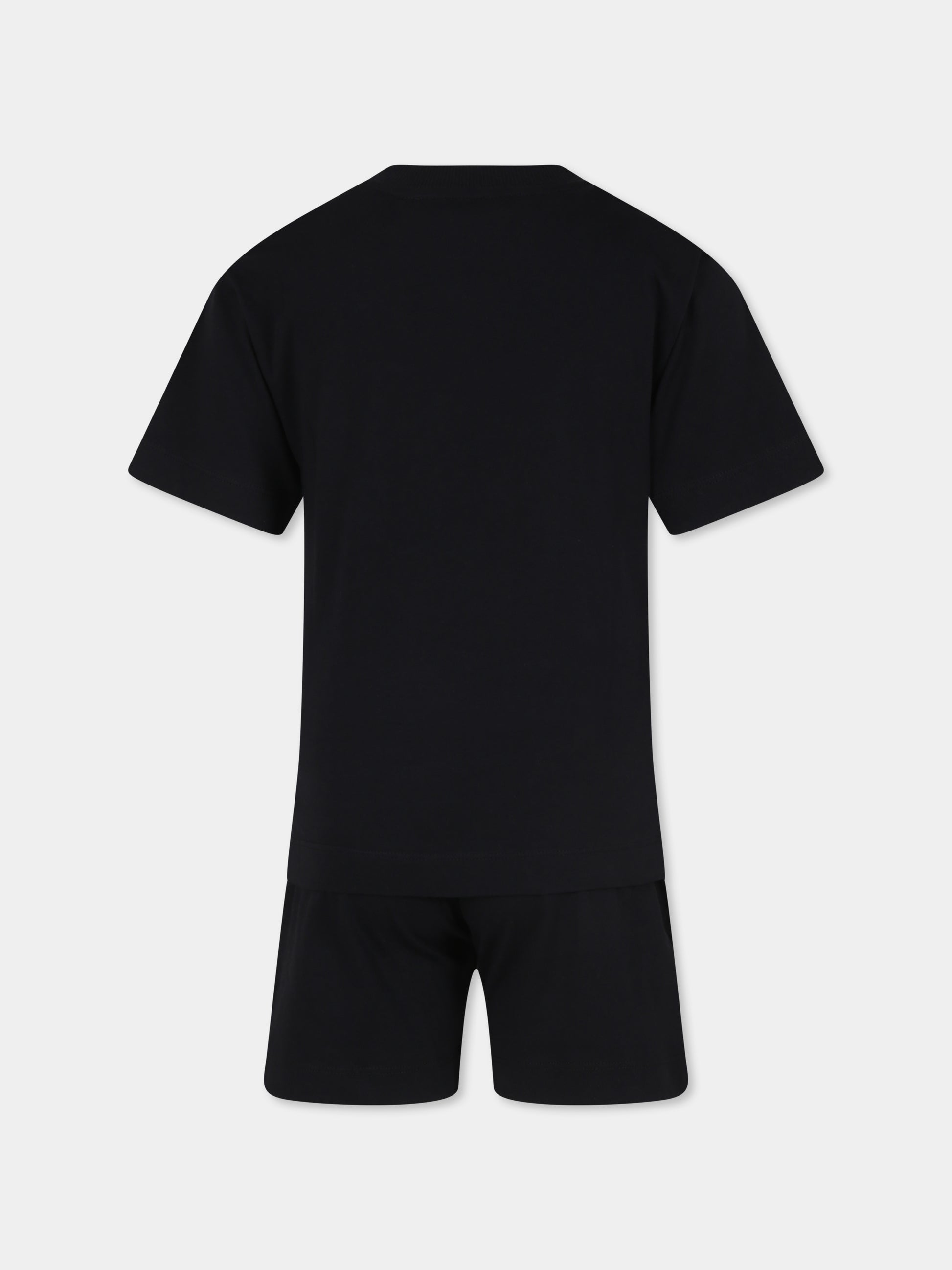 Completo nero per bambino con Teddy Bear e tavola da surf,Moschino Kids,HUG00L LAA23 60100