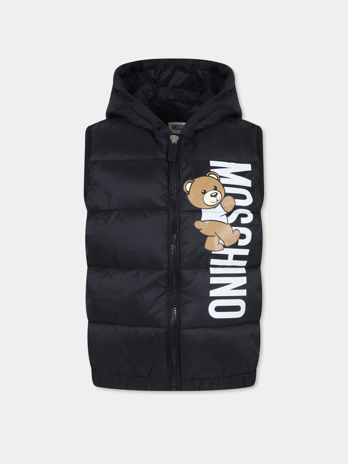 Gilet nero per bambino con Teddy Bear,Moschino Kids,HUS04Q L3A69 60100