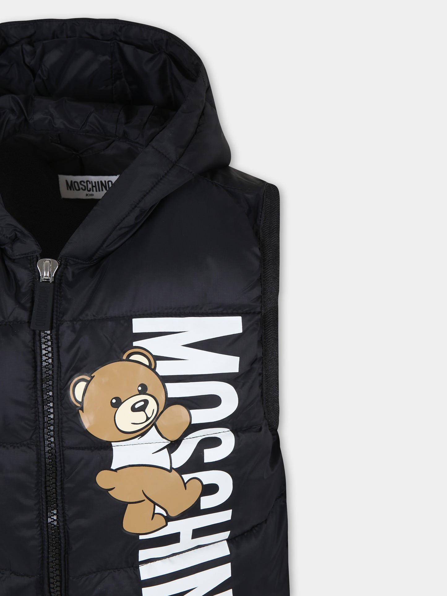 Gilet nero per bambino con Teddy Bear,Moschino Kids,HUS04Q L3A69 60100