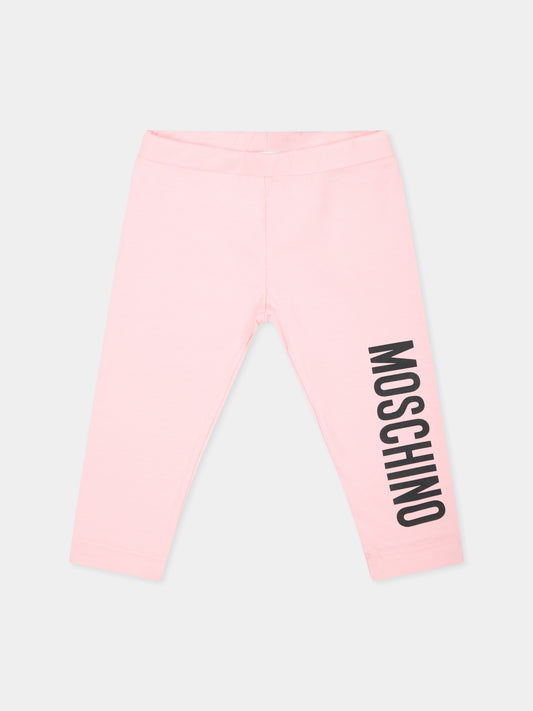 Leggings rosa per neonata con logo,Moschino Kids,MAP032 LBA00 50209