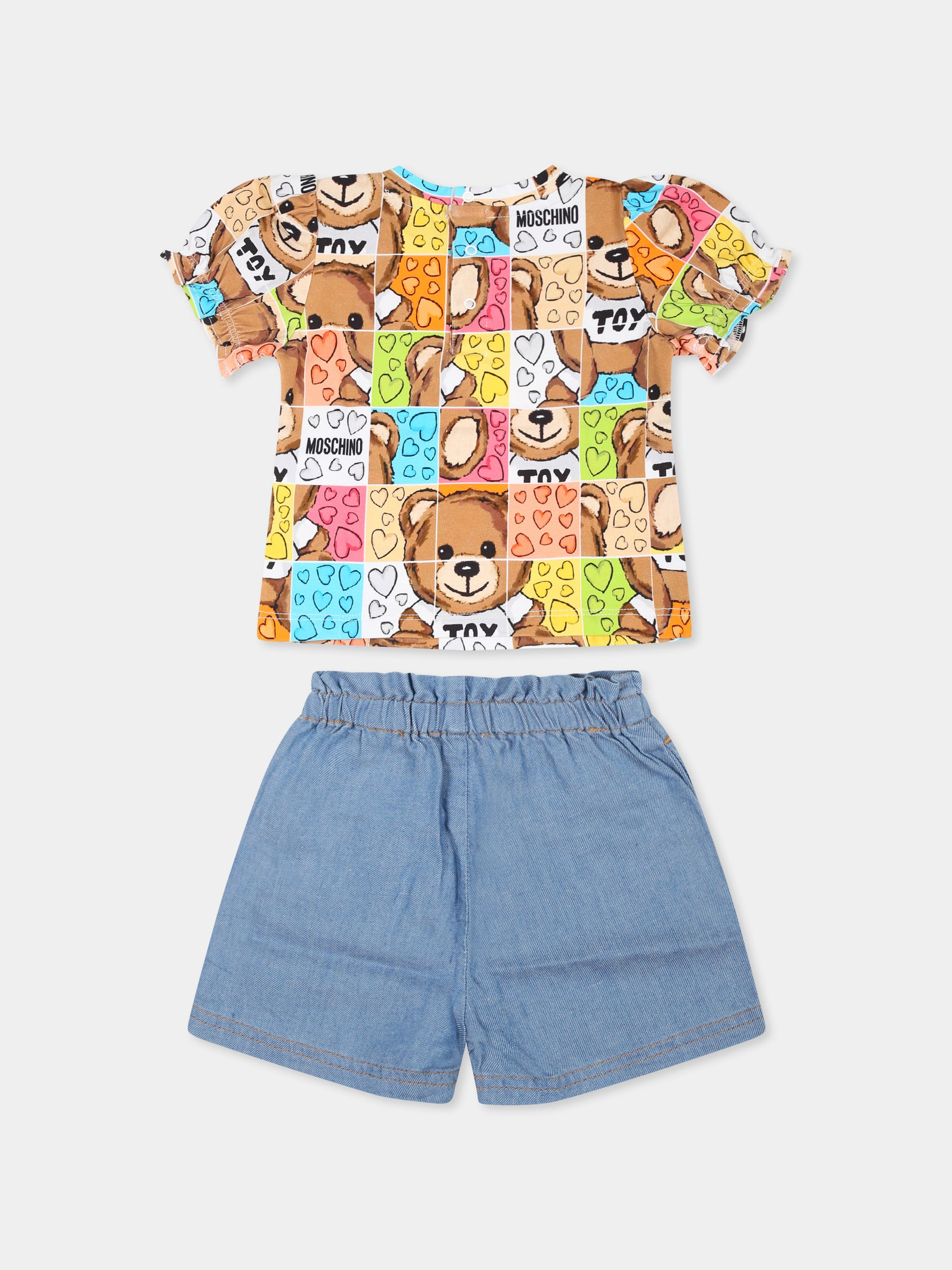 Completo multicolor per neonata con Teddy Bear,Moschino Kids,MDG015 L0E22 40168