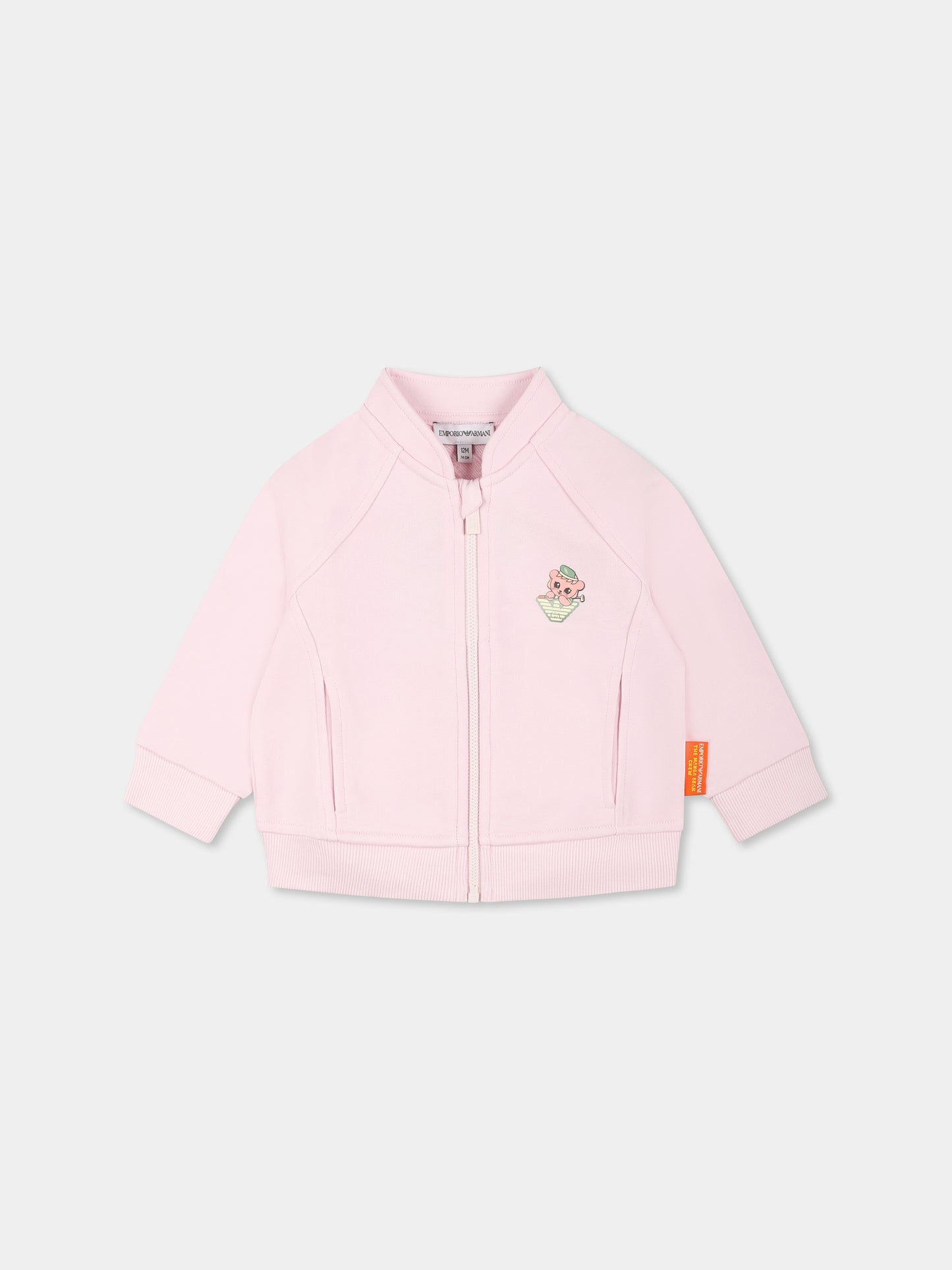 Felpa rosa per neonata con Manga Bear,Emporio Armani,EB000276 AF13552 U4271