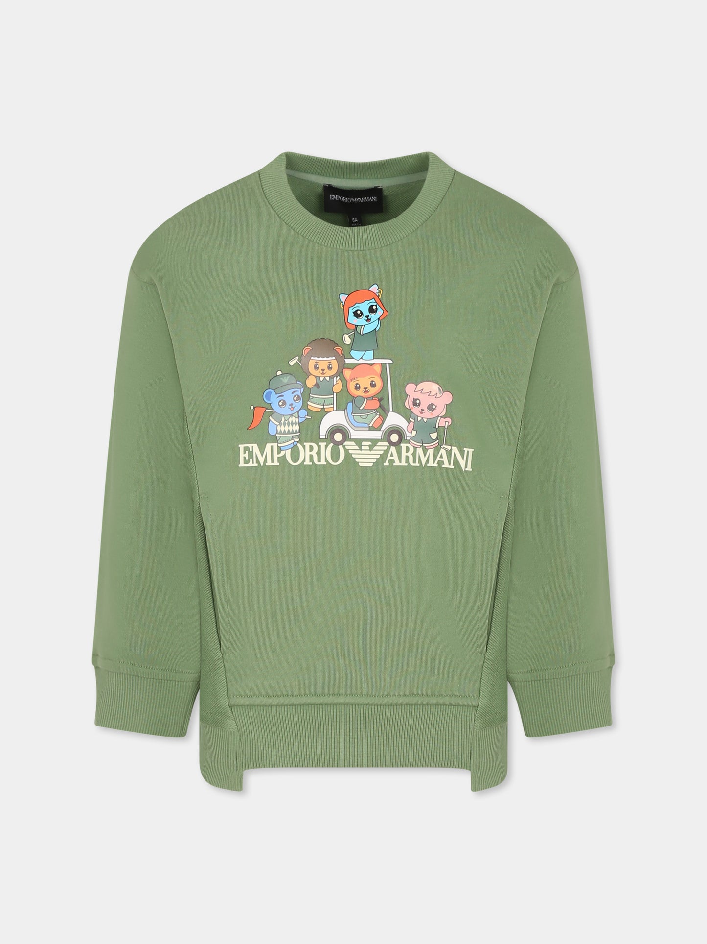 Felpa verde per bambino con Manga Bear Crew,Emporio Armani,EB000270 AF13552 U7201