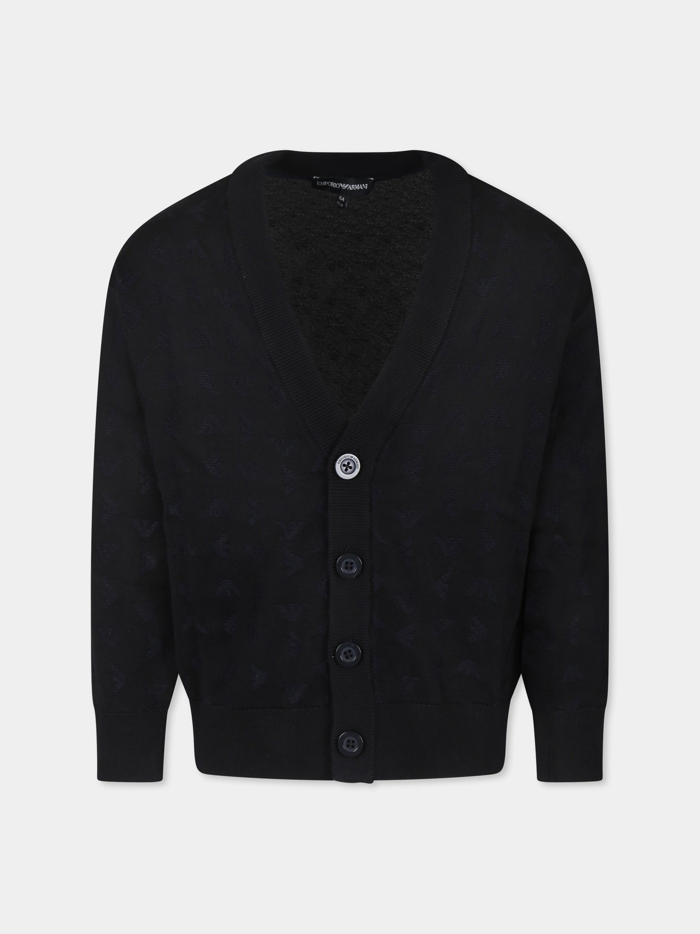 Cardigan blu per bambino con aquilotto all over,Emporio Armani,EB000286 AF13935 UB118