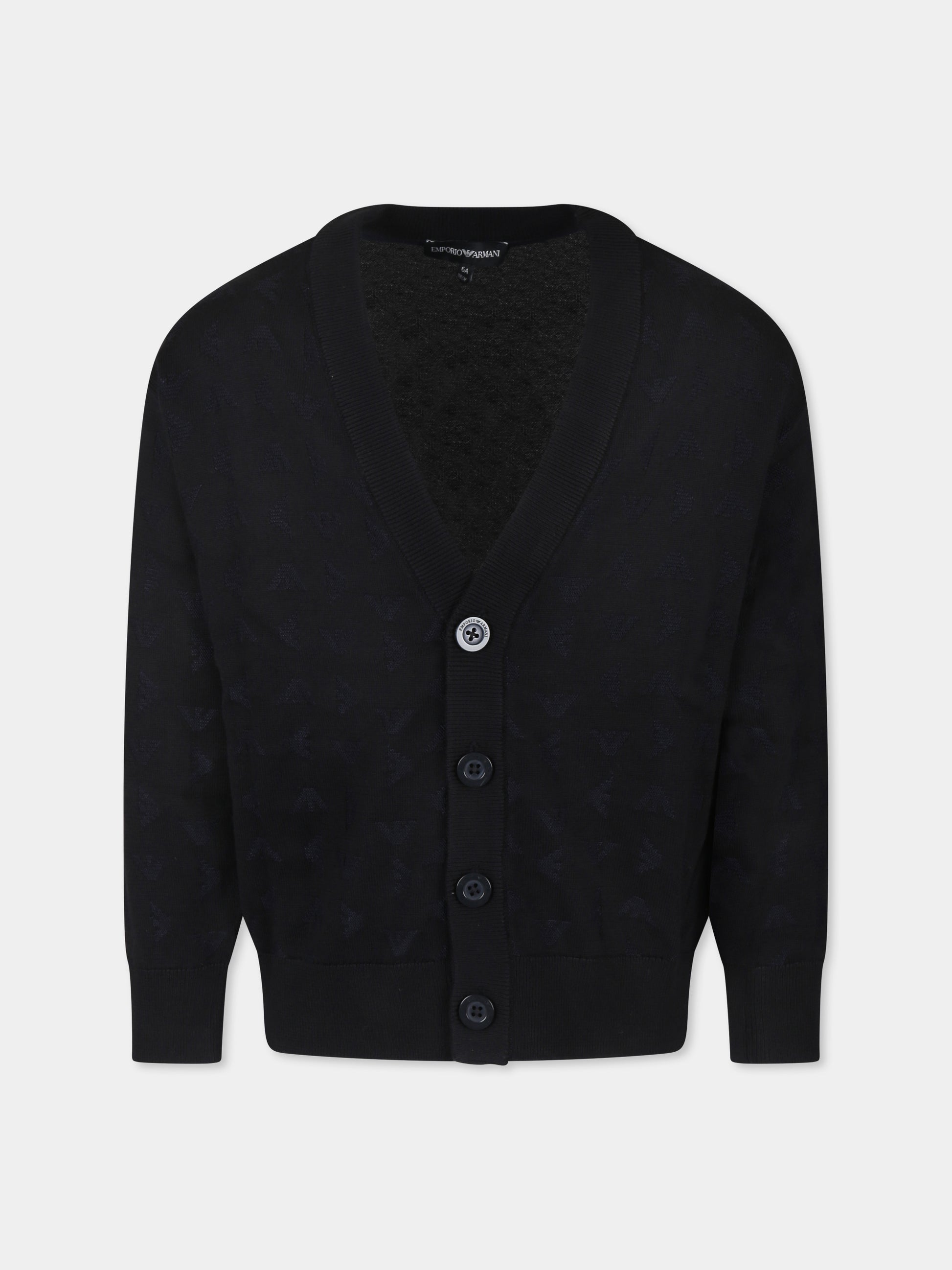 Cardigan blu per bambino con aquilotto all over,Emporio Armani,EB000286 AF13935 UB118
