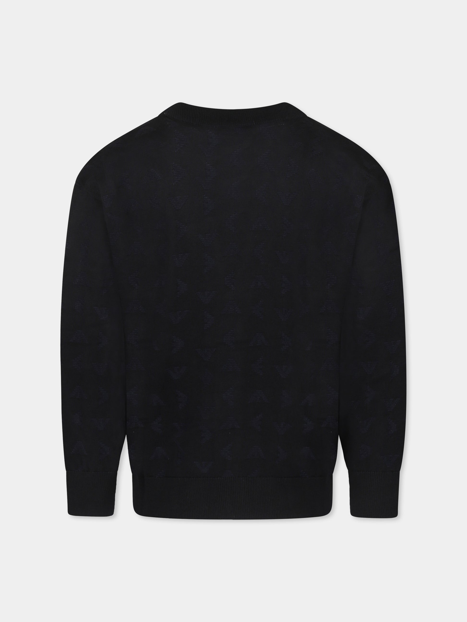 Cardigan blu per bambino con aquilotto all over,Emporio Armani,EB000286 AF13935 UB118