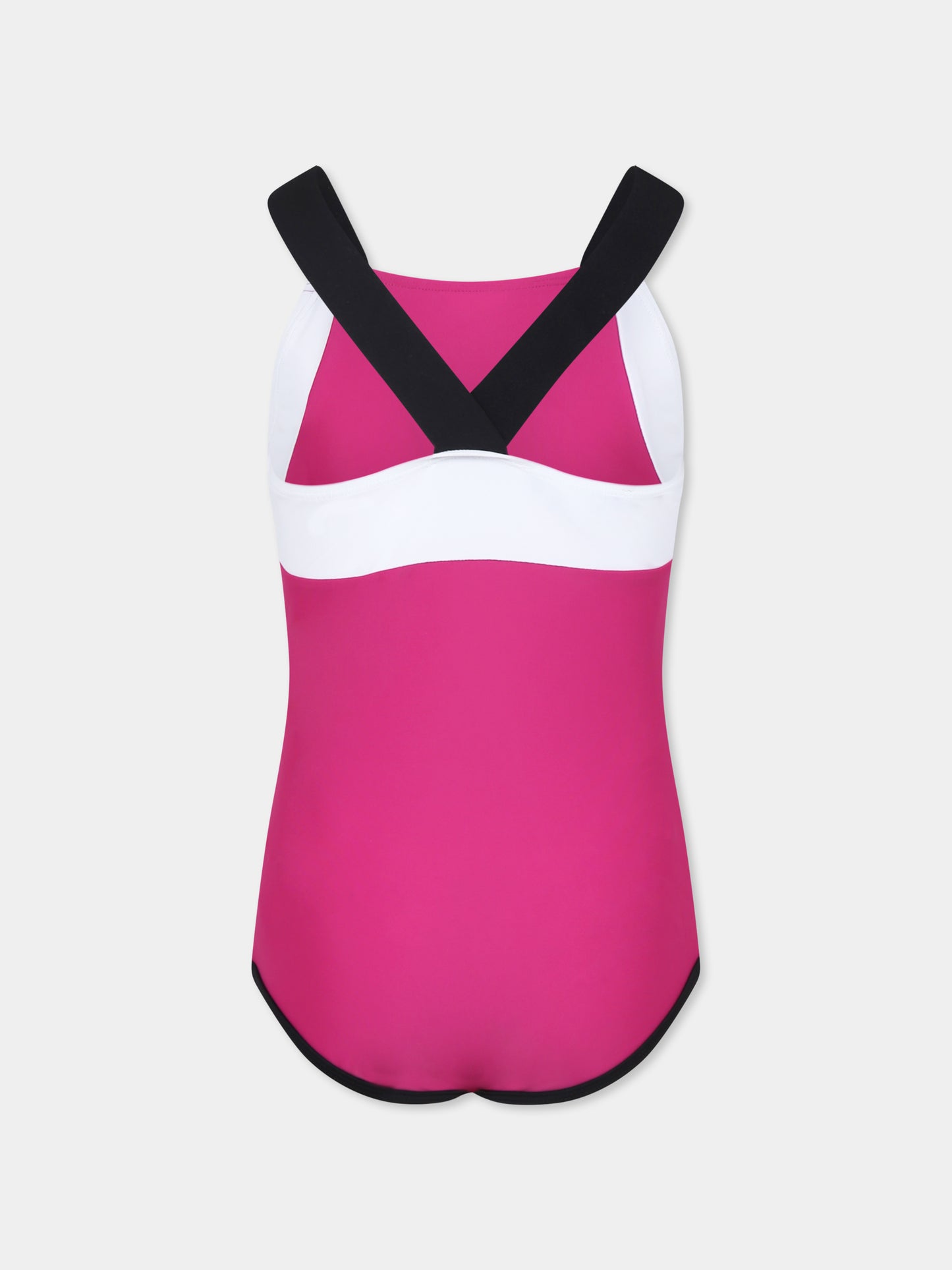 Fuchsia swimsuit for girl with logo