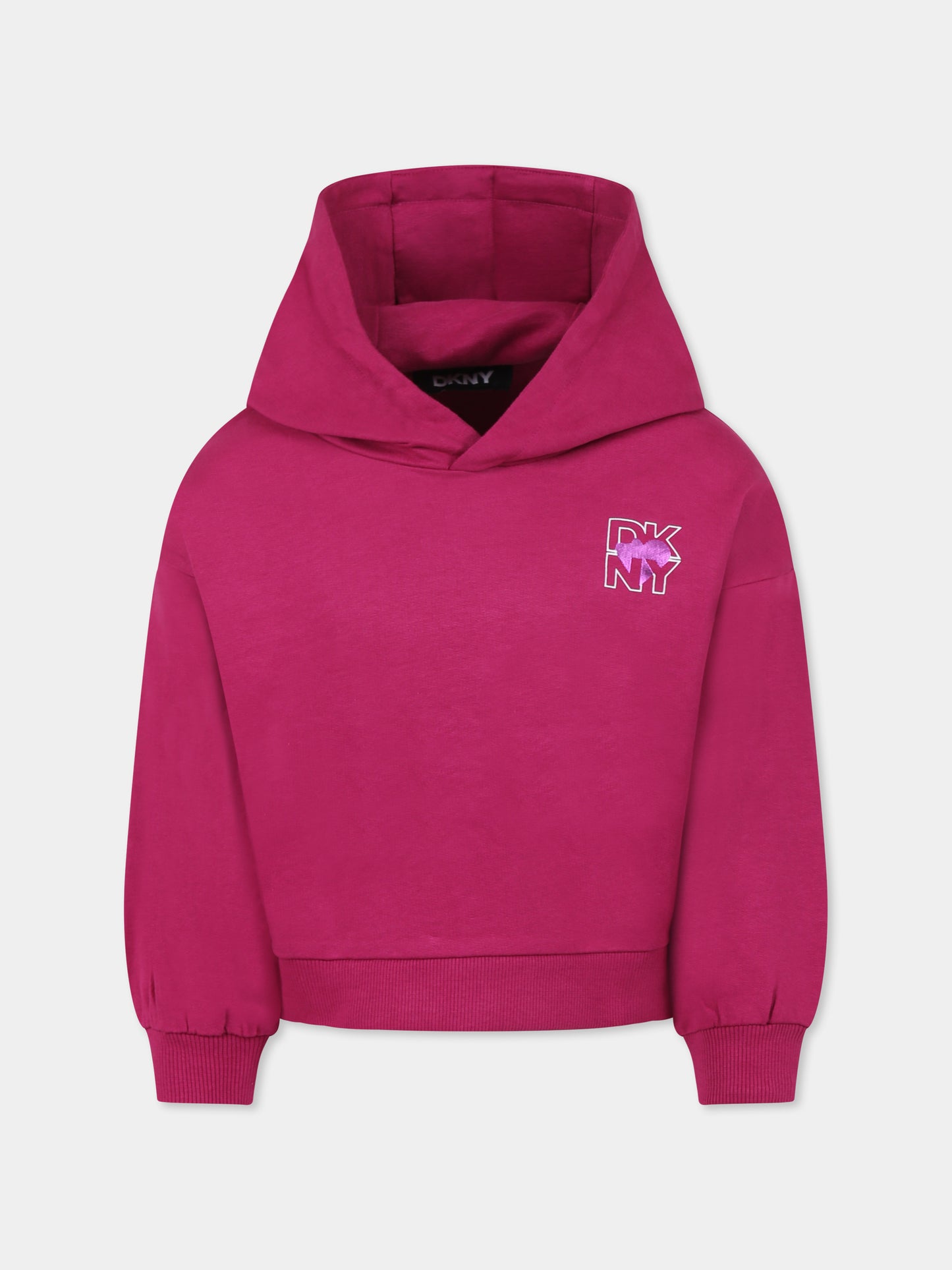 Felpa fucsia per bambina con logo,Dkny,D62282 469