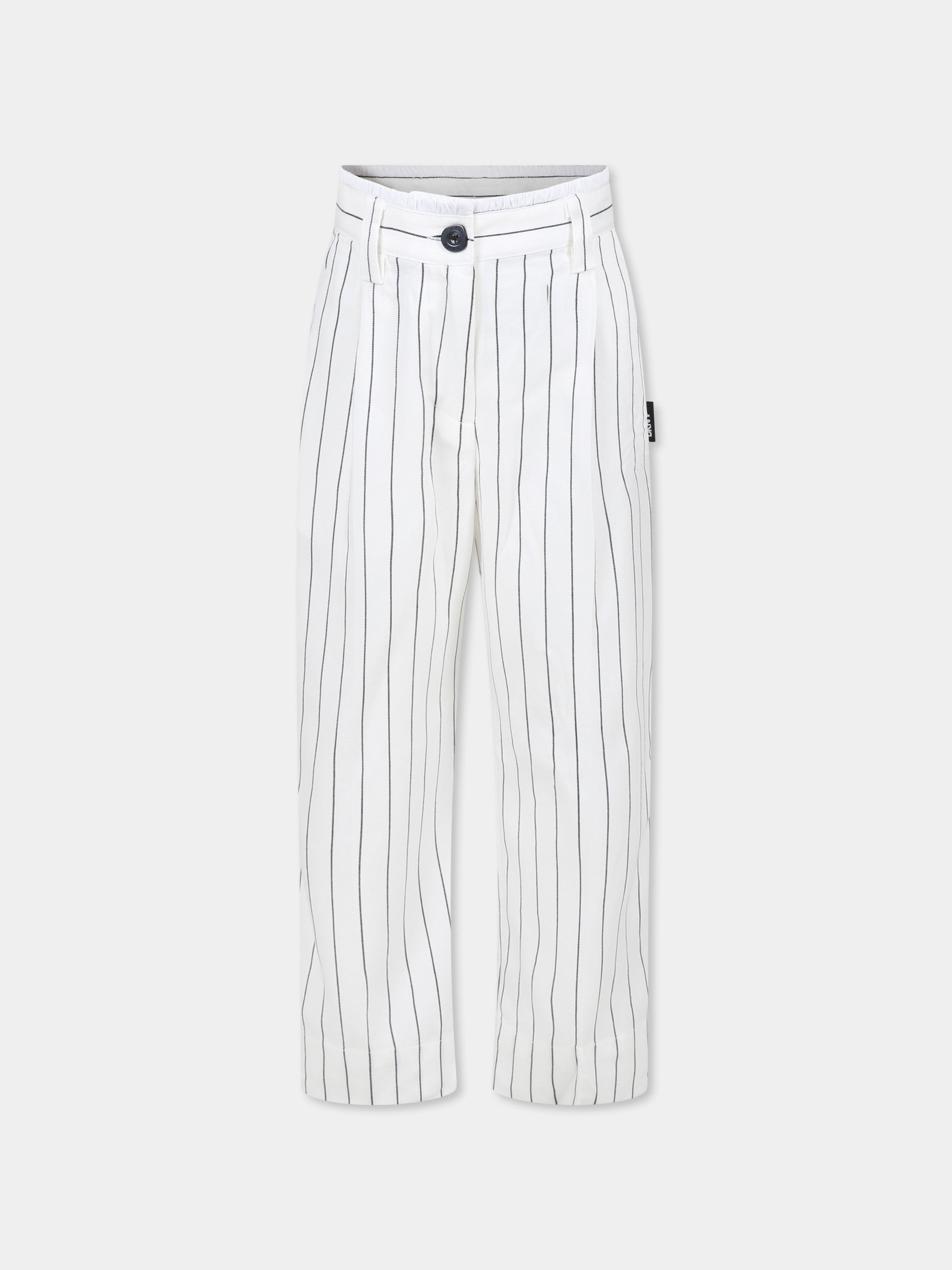 Pantaloni bianchi per bambina con logo,Dkny,D62281 N50